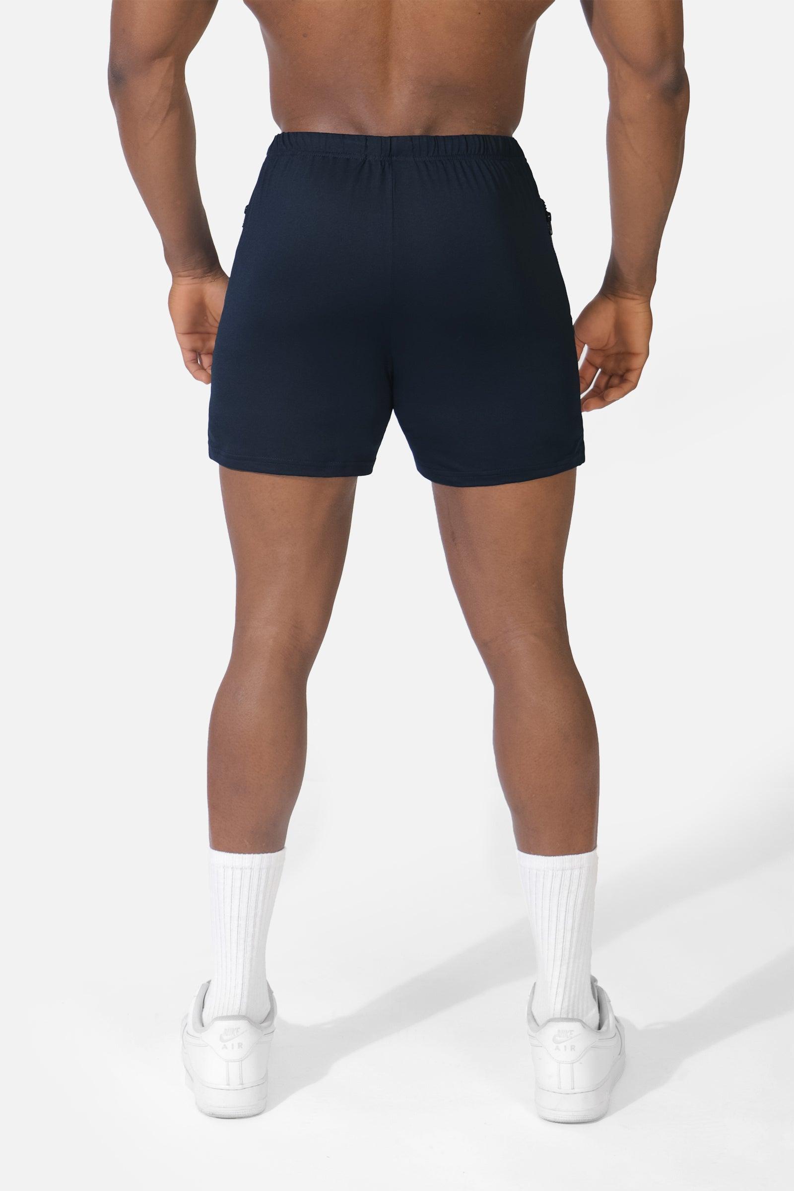 Jed North Agile Bodybuilding-Shorts, 4 Zoll, mit Reißverschlusstaschen, Marineblau