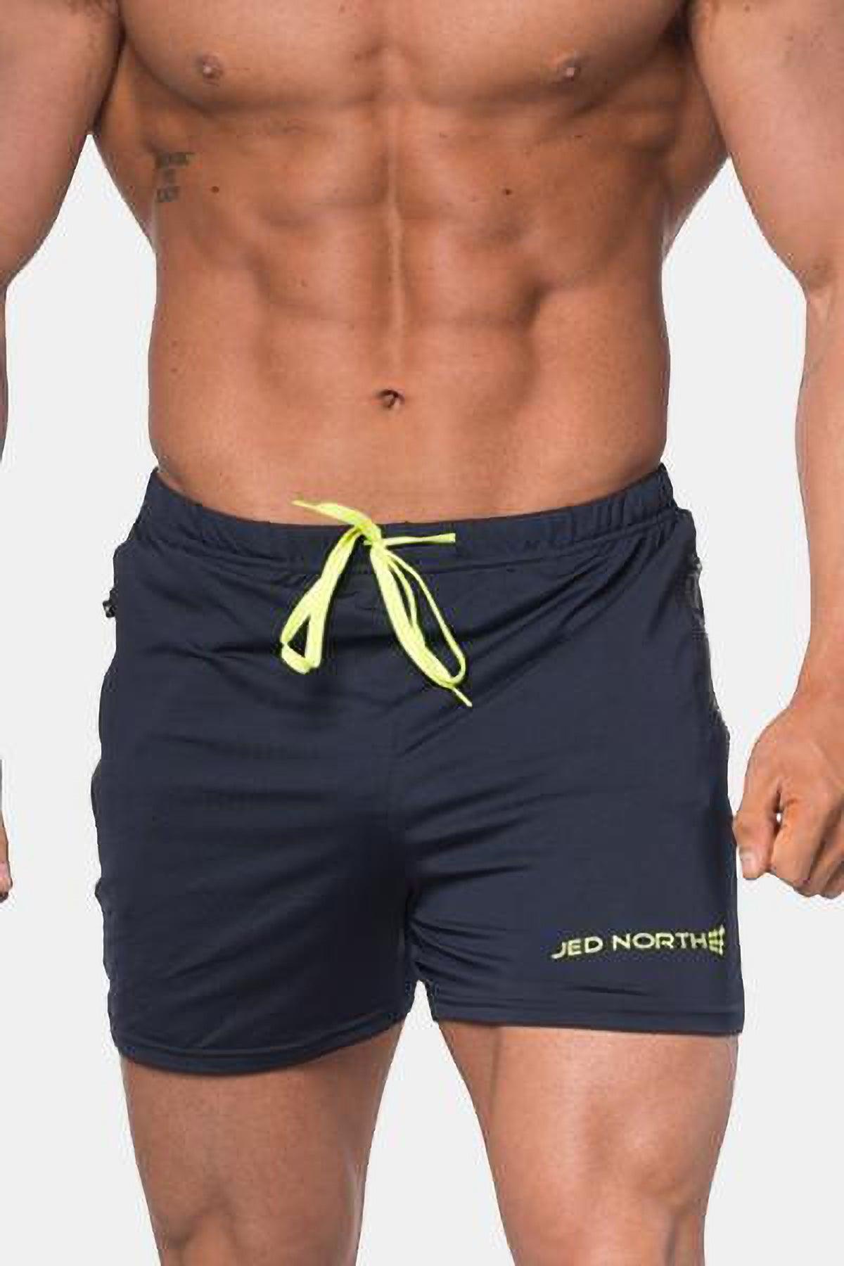 Jed North Agile Bodybuilding 4'' Shorts w Zipper Pockets - Navy Blue