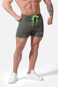 Jed North Men's Agile Bodybuilding 4'' Shorts w Zipper Pockets - Olive