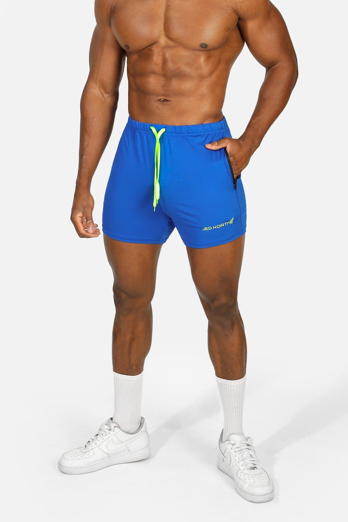 Jed North Agile Bodybuilding 4'' Shorts w Zipper Pockets - Royal Blue