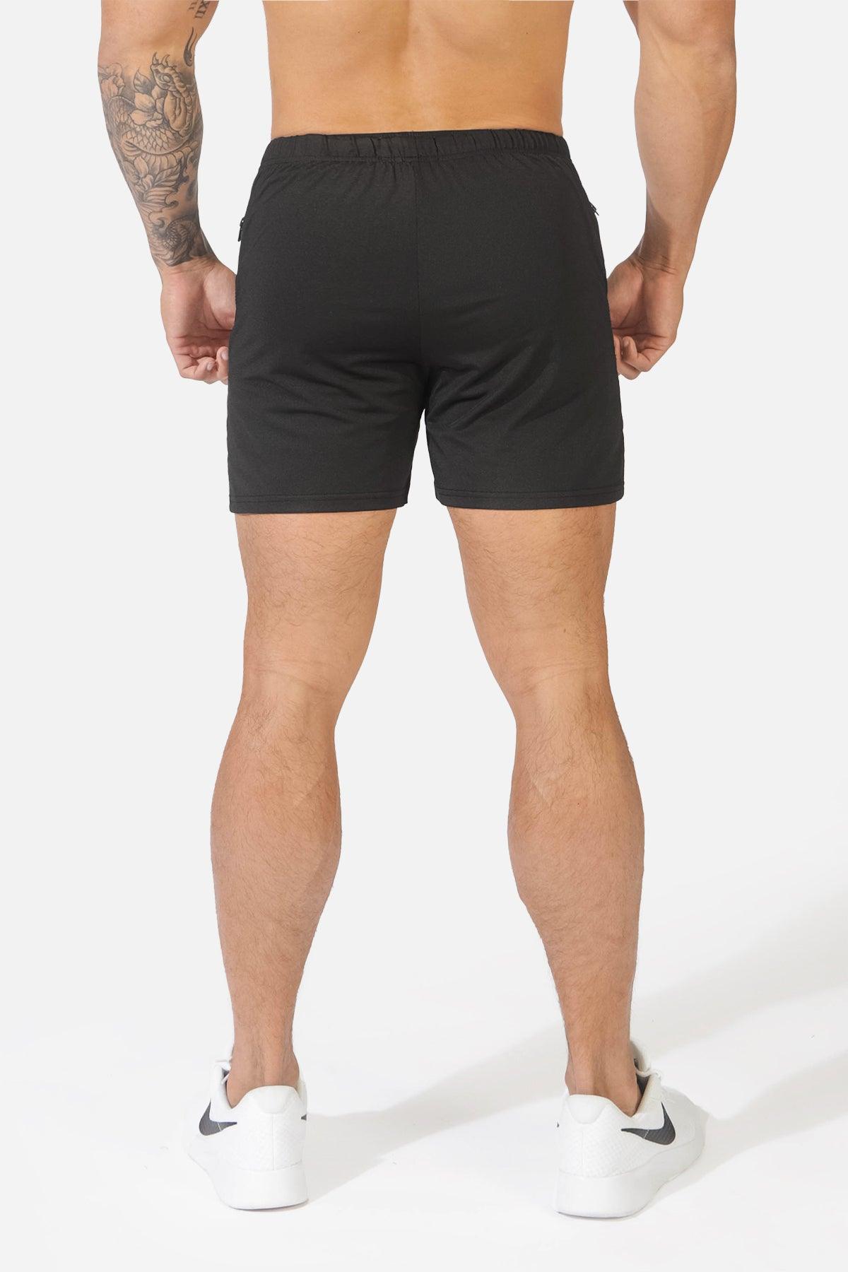 Jed North Agile Bodybuilding-Shorts, 10,2 cm, mit Reißverschlusstaschen, Schwarz