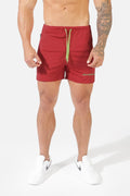 Jed North Agile Bodybuilding Shorts de 4'' con bolsillos de cremallera - Rojo carmesí
