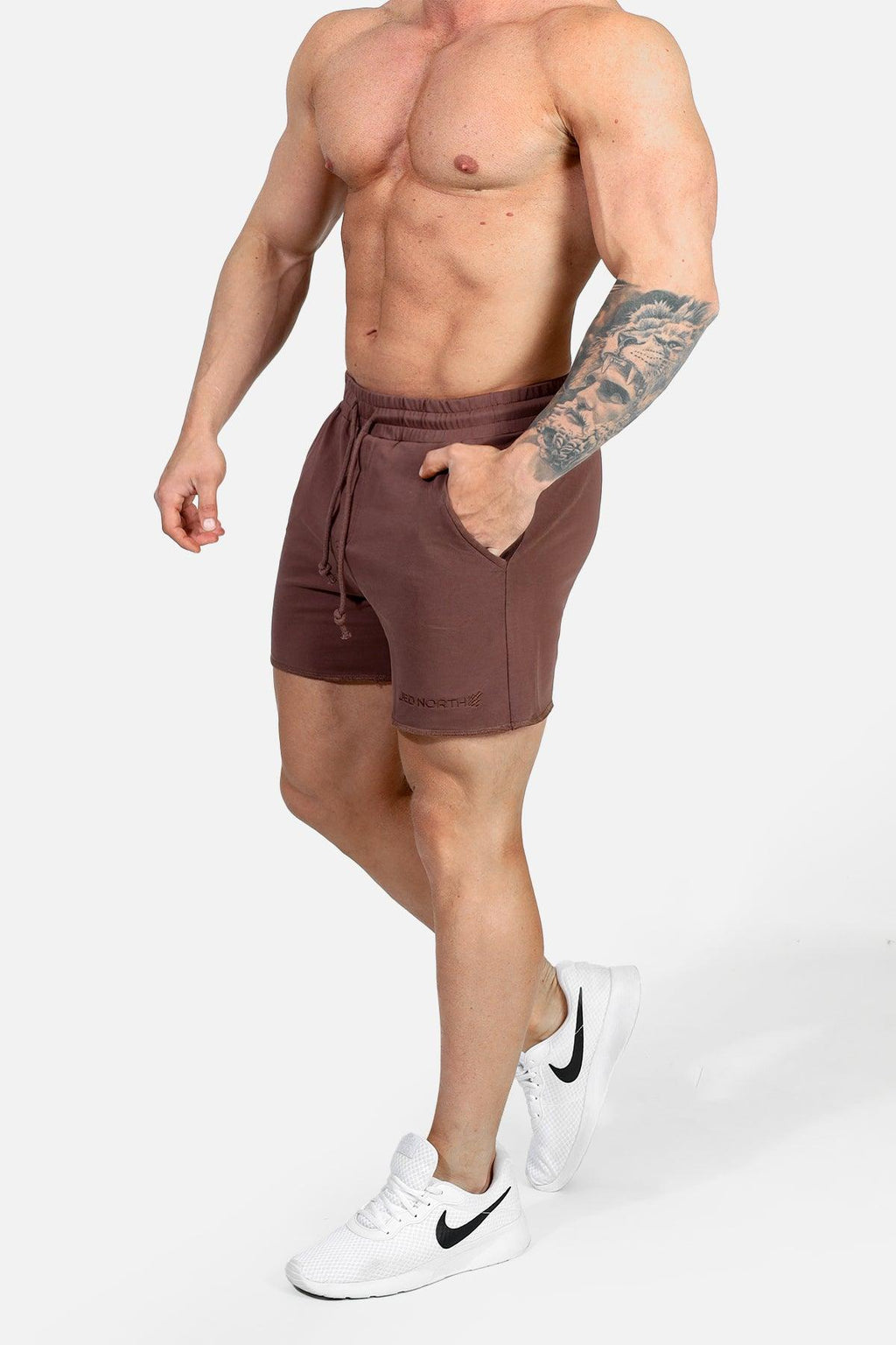 Jed North Men's Motion 5'' Varsity Sweat Shorts - Dark Brown