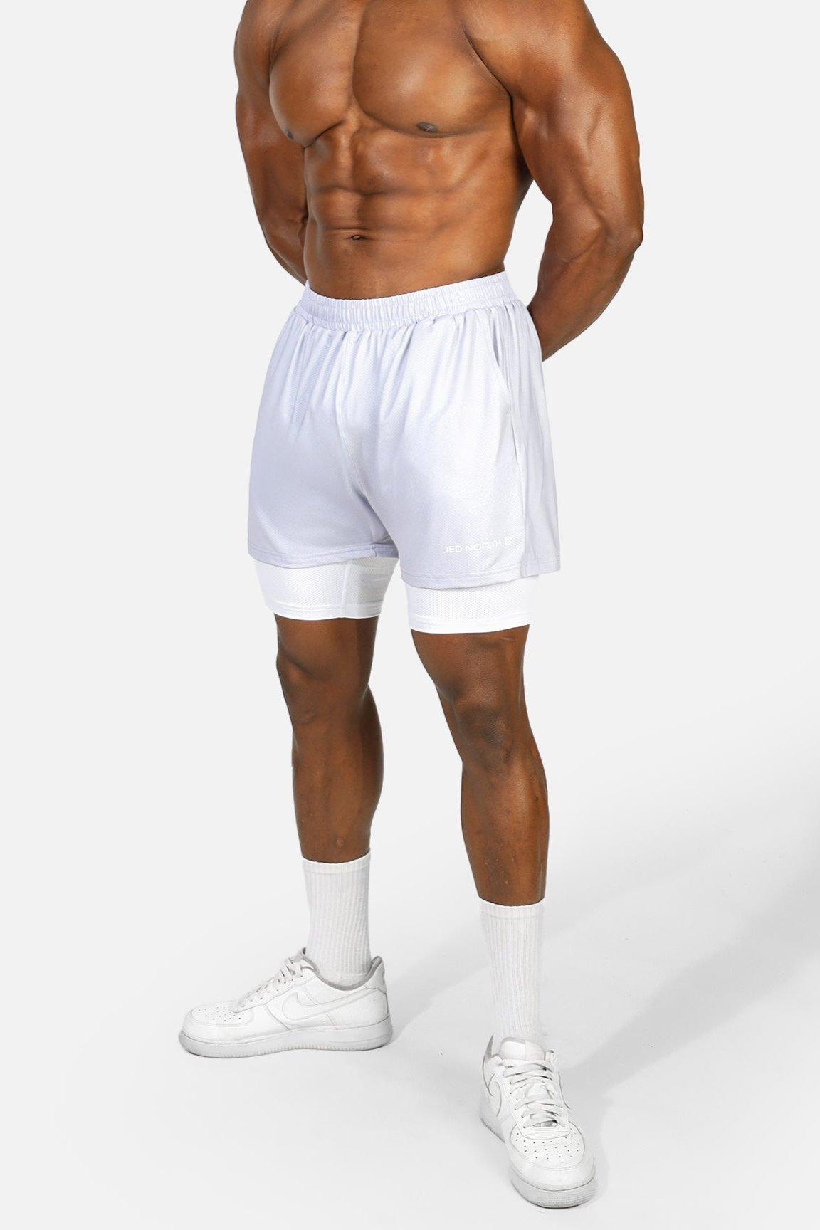 Jed North Men's 2-In-1 7" Gym Shorts - Supernova Silver