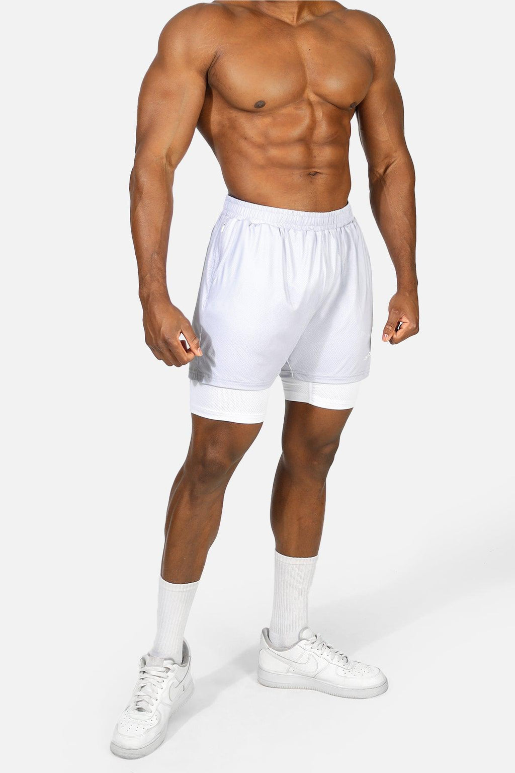 Jed North 2-in-1 7" Gym-Shorts – Supernova Silver