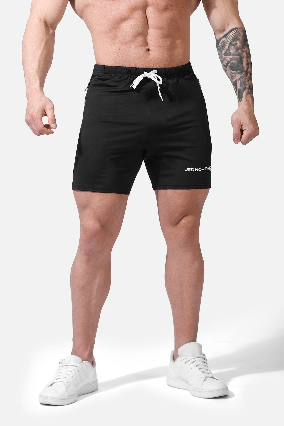 Agile Plus 5.5'' Bodybuilding Shorts w Zipper Pockets - Black