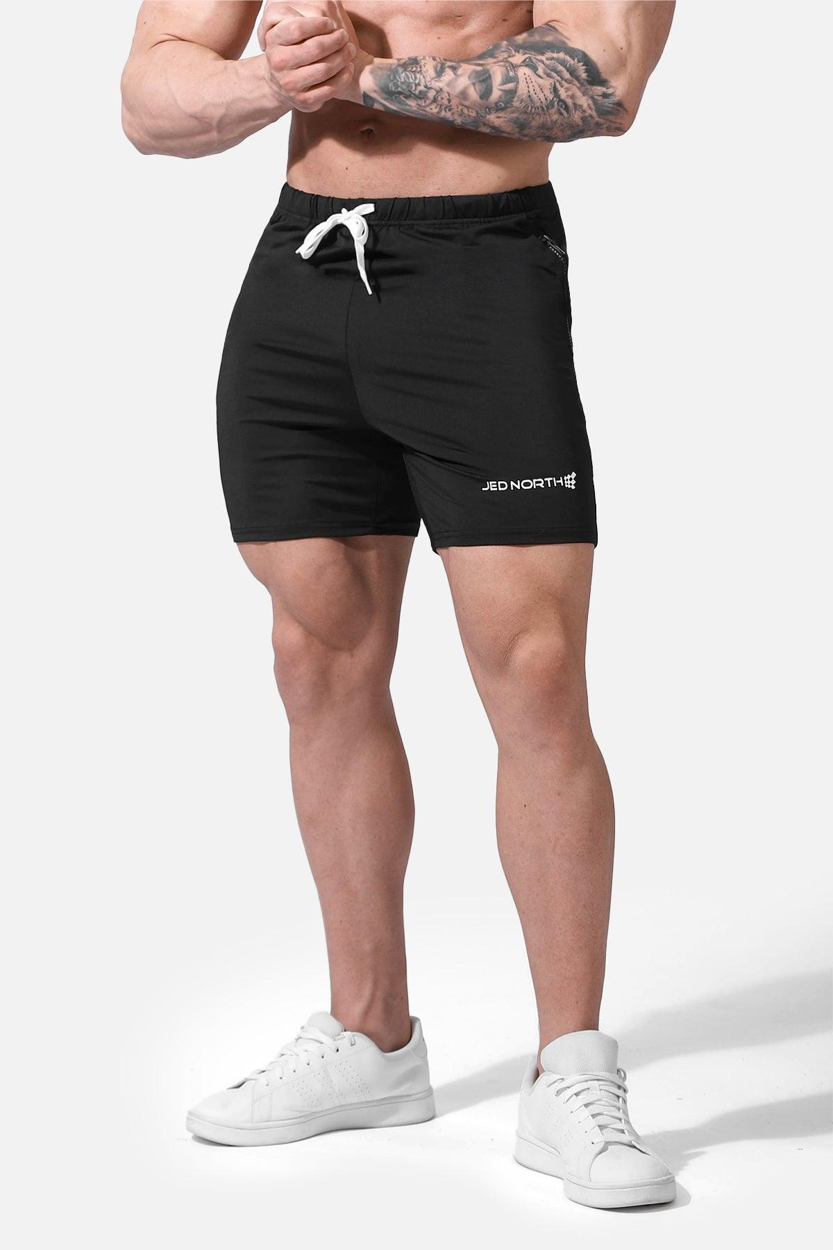 Agile Plus 5.5'' Bodybuilding Shorts w Zipper Pockets - Black