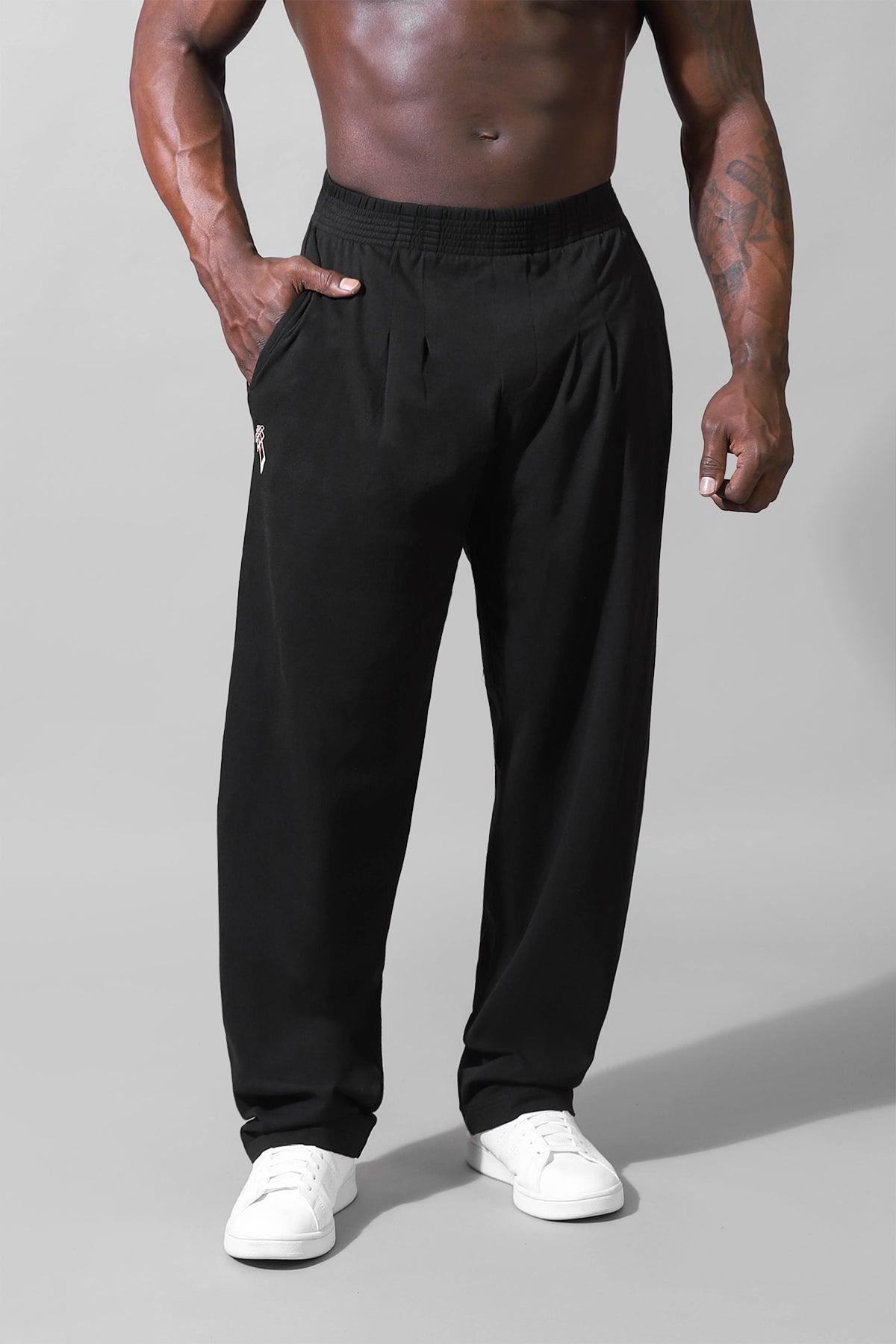 Retro Oversized Bodybuilding Pants - Black
