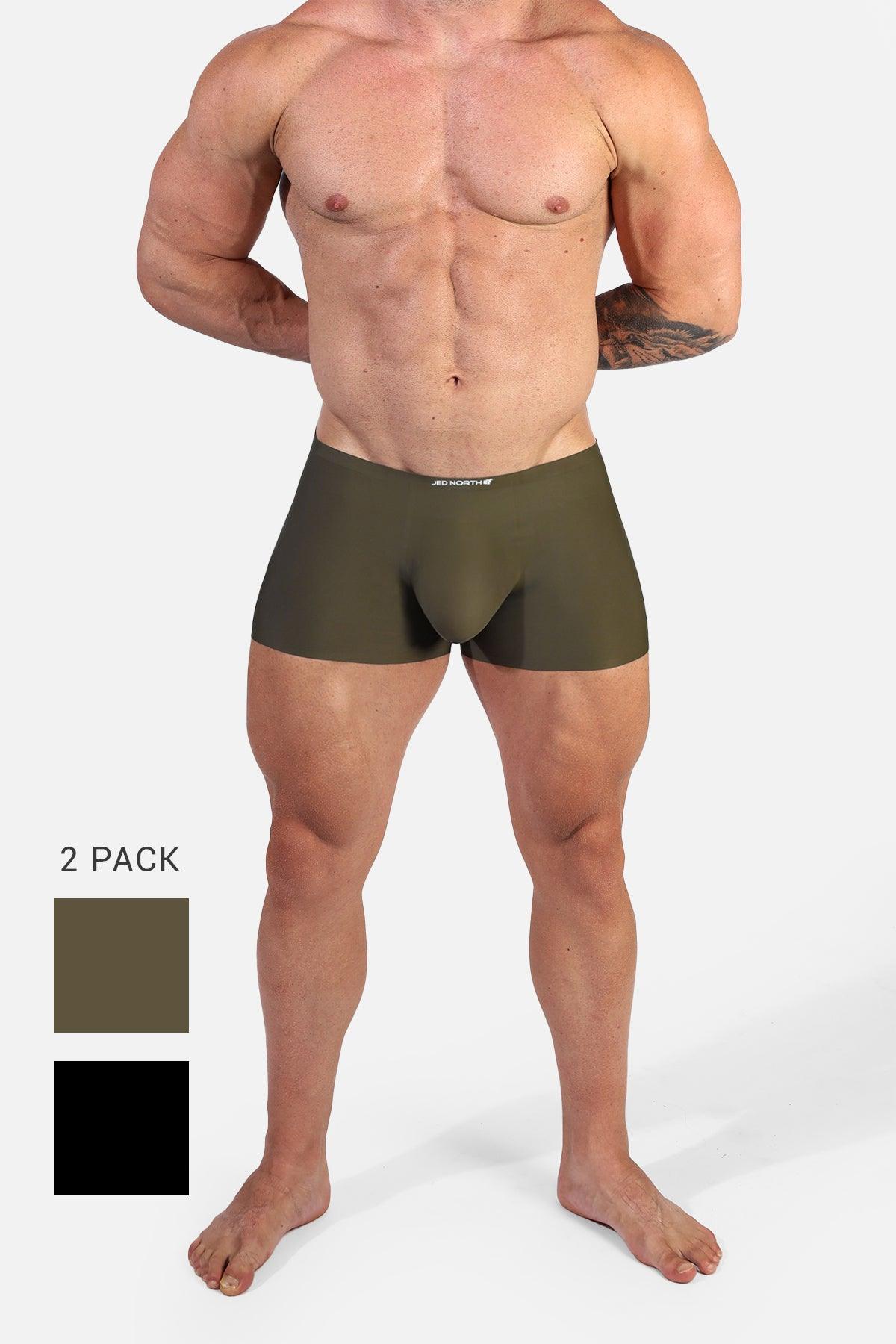 Jed North Men's Seamless Muscle-Fit Boxers 2-Pack - Black & Olive