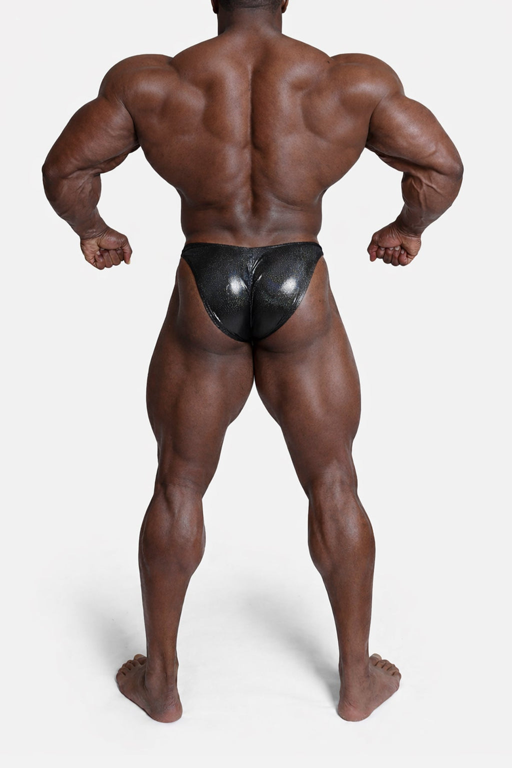 Jed North Bodybuilding Posing Trunks - Metallic Schwarz