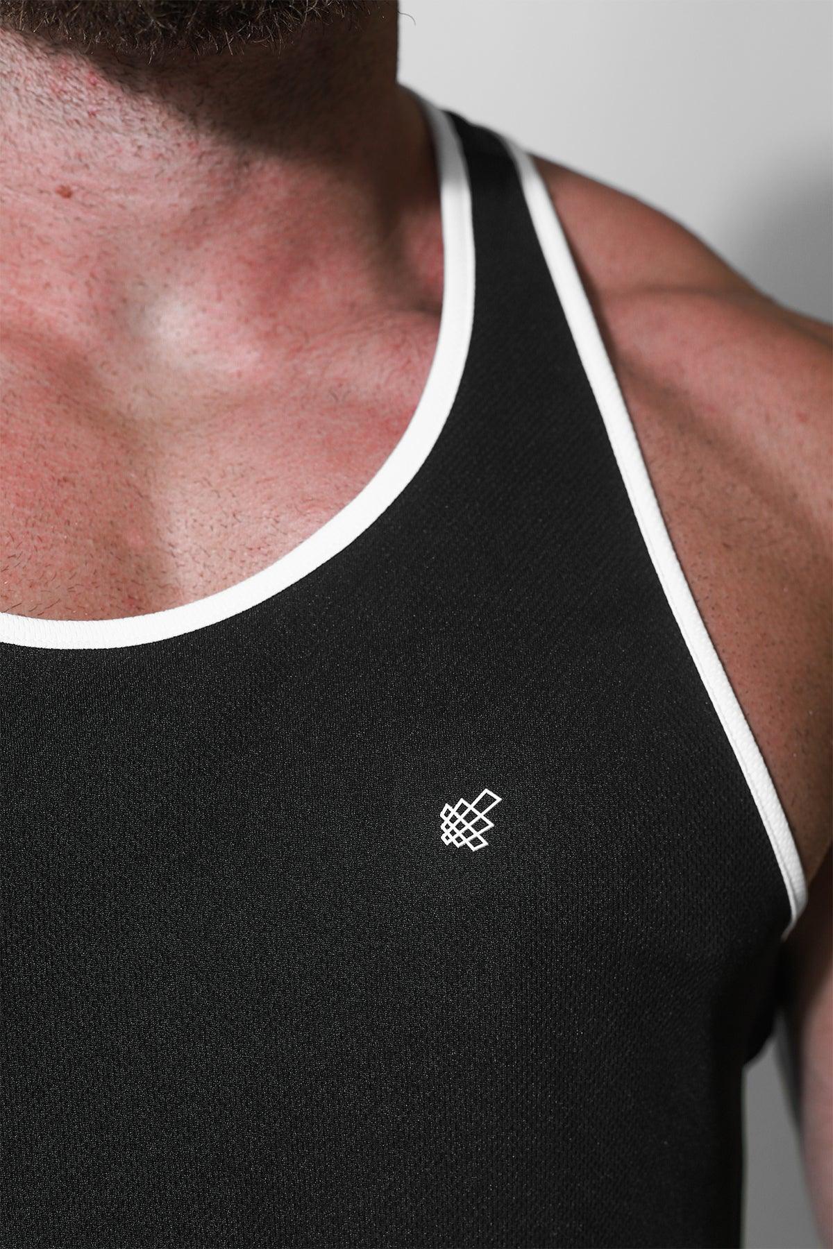 Jed North Fast-Dry Bodybuilding Workout Stringer - Black with White