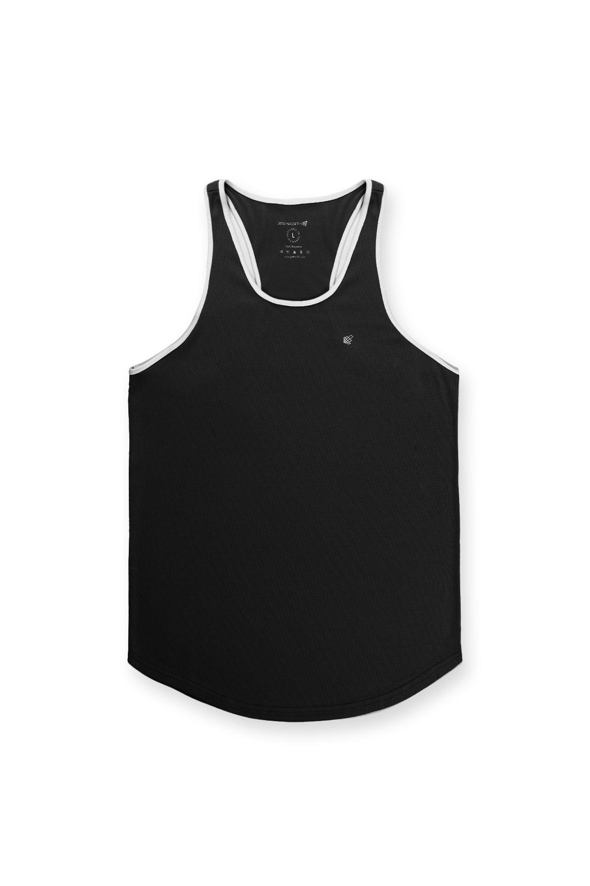 Jed North Fast-Dry Bodybuilding Workout Stringer - Schwarz mit Weiß