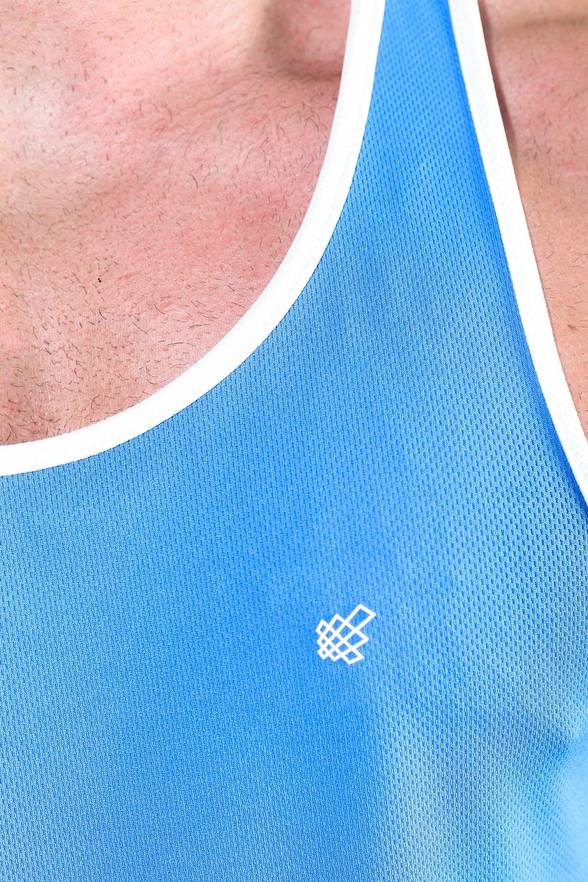 Jed North Fast-Dry Bodybuilding Workout Stringer - Blue with White