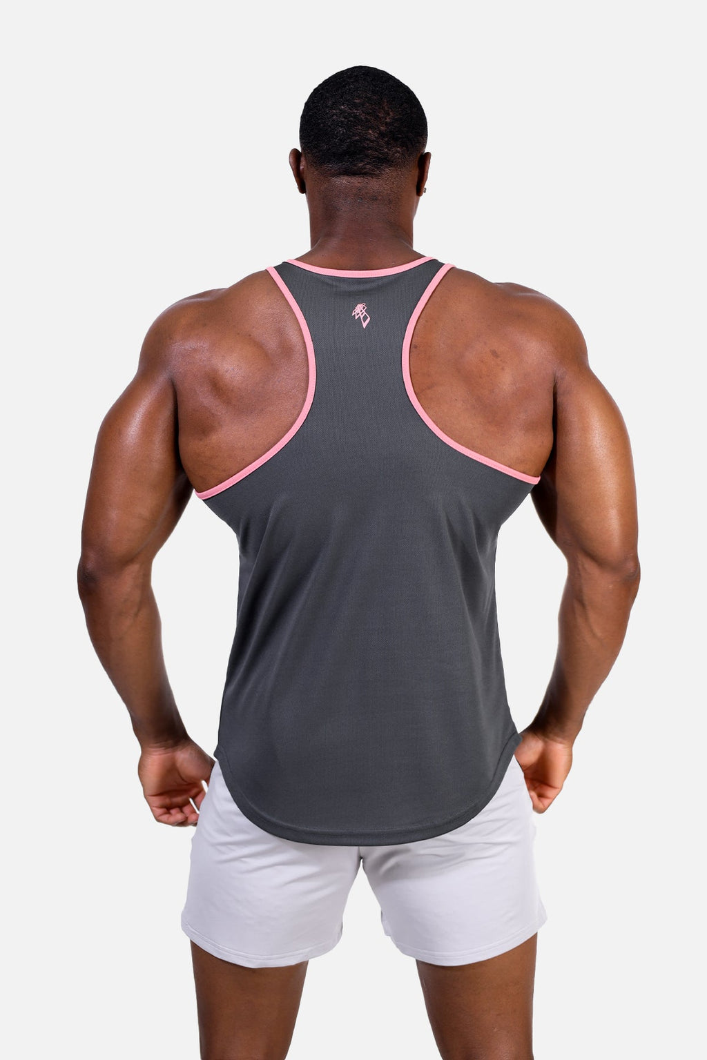 Jed North Fast-Dry Bodybuilding Workout Stringer - Grau mit Pink