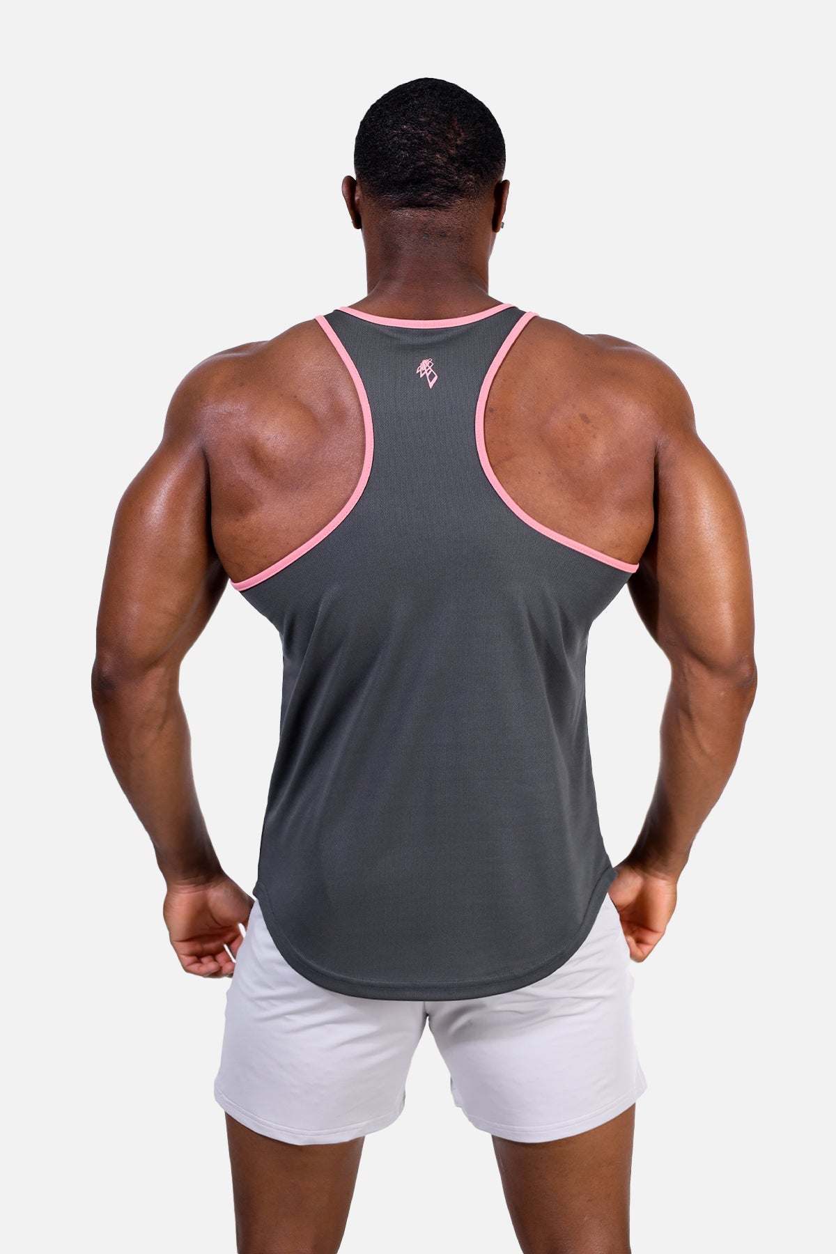 Jed North Fast-Dry Bodybuilding Workout Stringer - Grau mit Pink