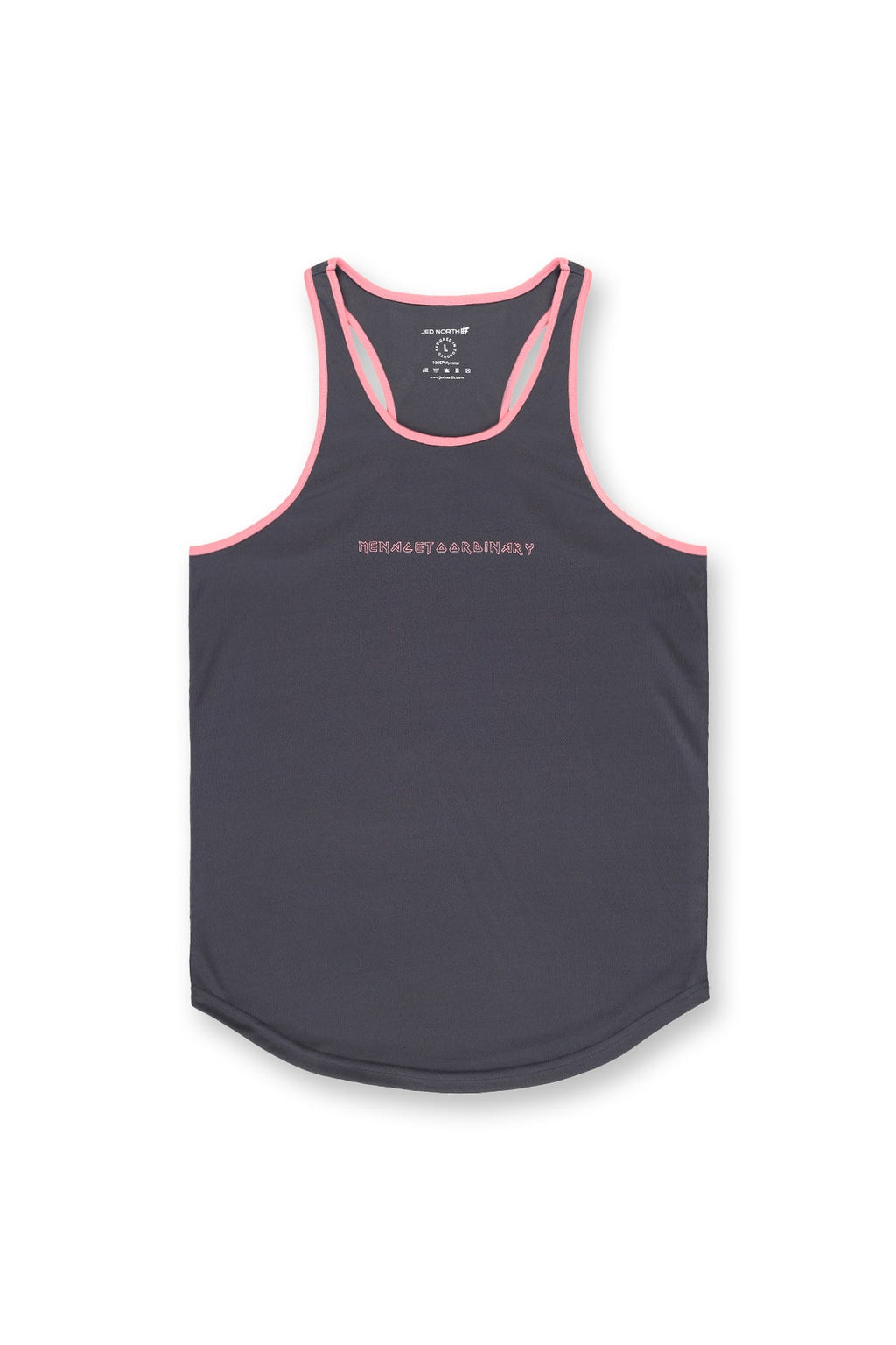 Jed North Fast-Dry Bodybuilding Workout Stringer - Grau mit Pink