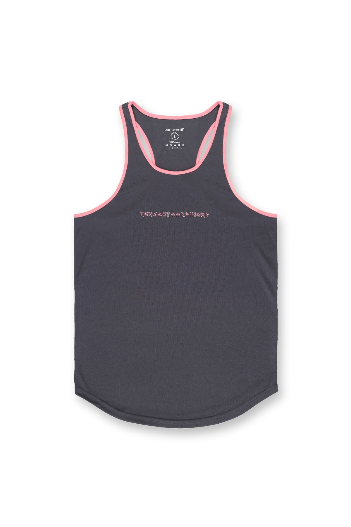 Jed North Fast-Dry Bodybuilding Workout Stringer - Grau mit Pink