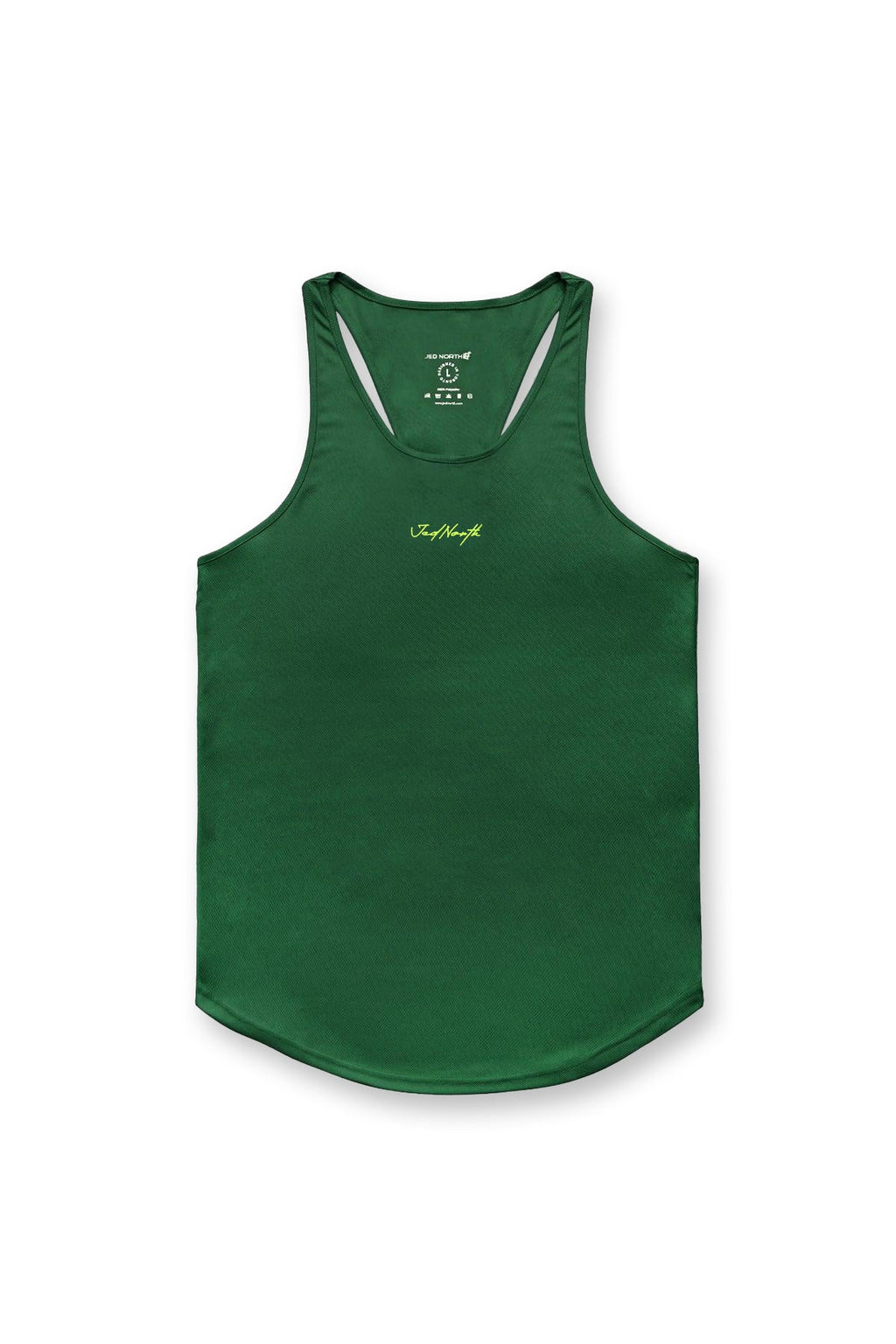 Jed North Men's Fast-Dry Bodybuilding Workout Stringer - Green w/ Neon Logo