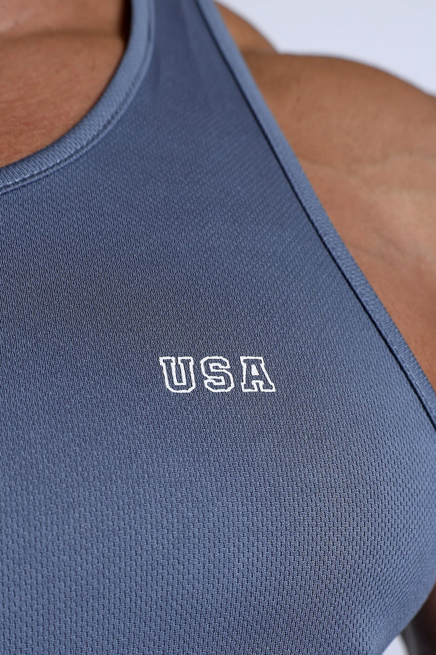 Jed North Fast-Dry Bodybuilding Workout Stringer – Grau USA Logo