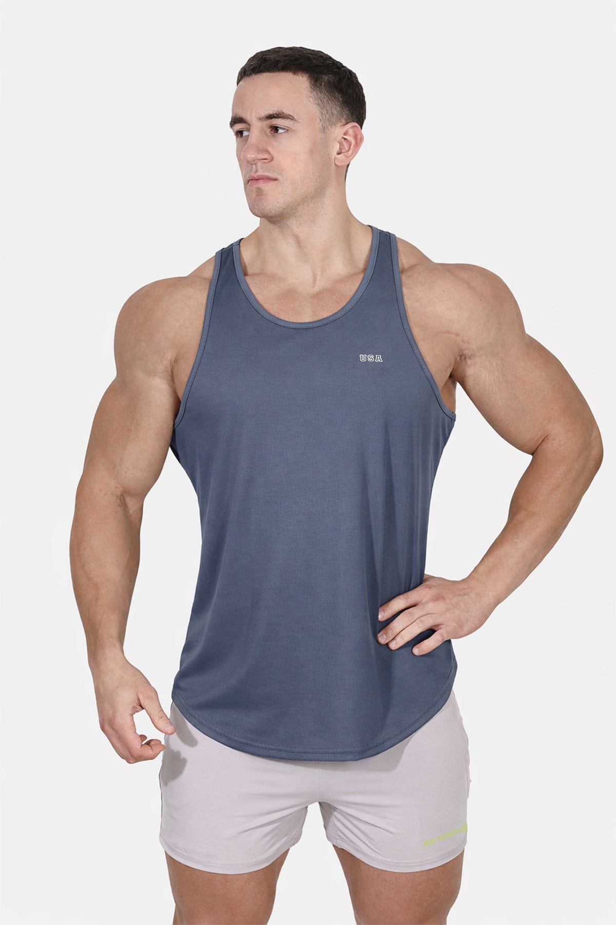 Jed North Fast-Dry Bodybuilding Workout Stringer – Grau USA Logo