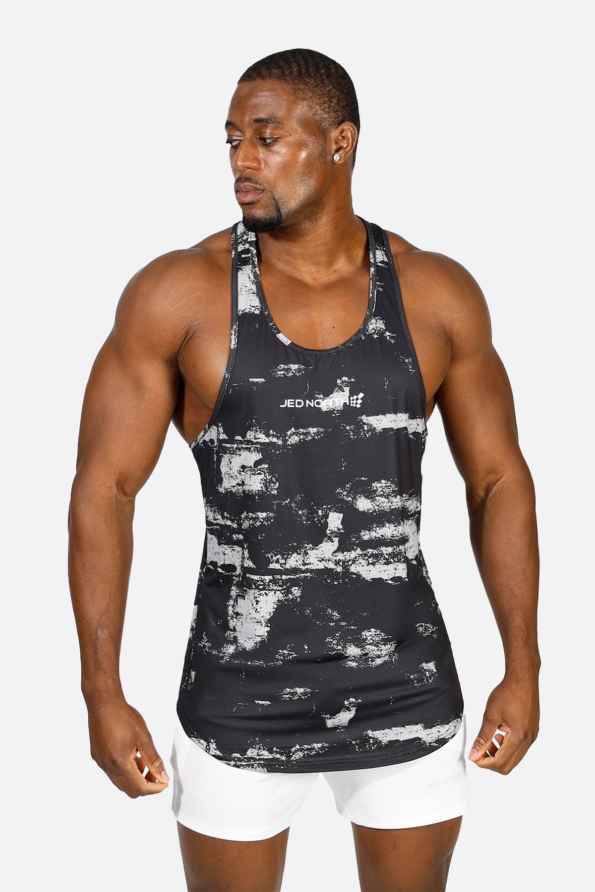 Jed North Graphic Muscle Stringer - Silver Brush Strokes