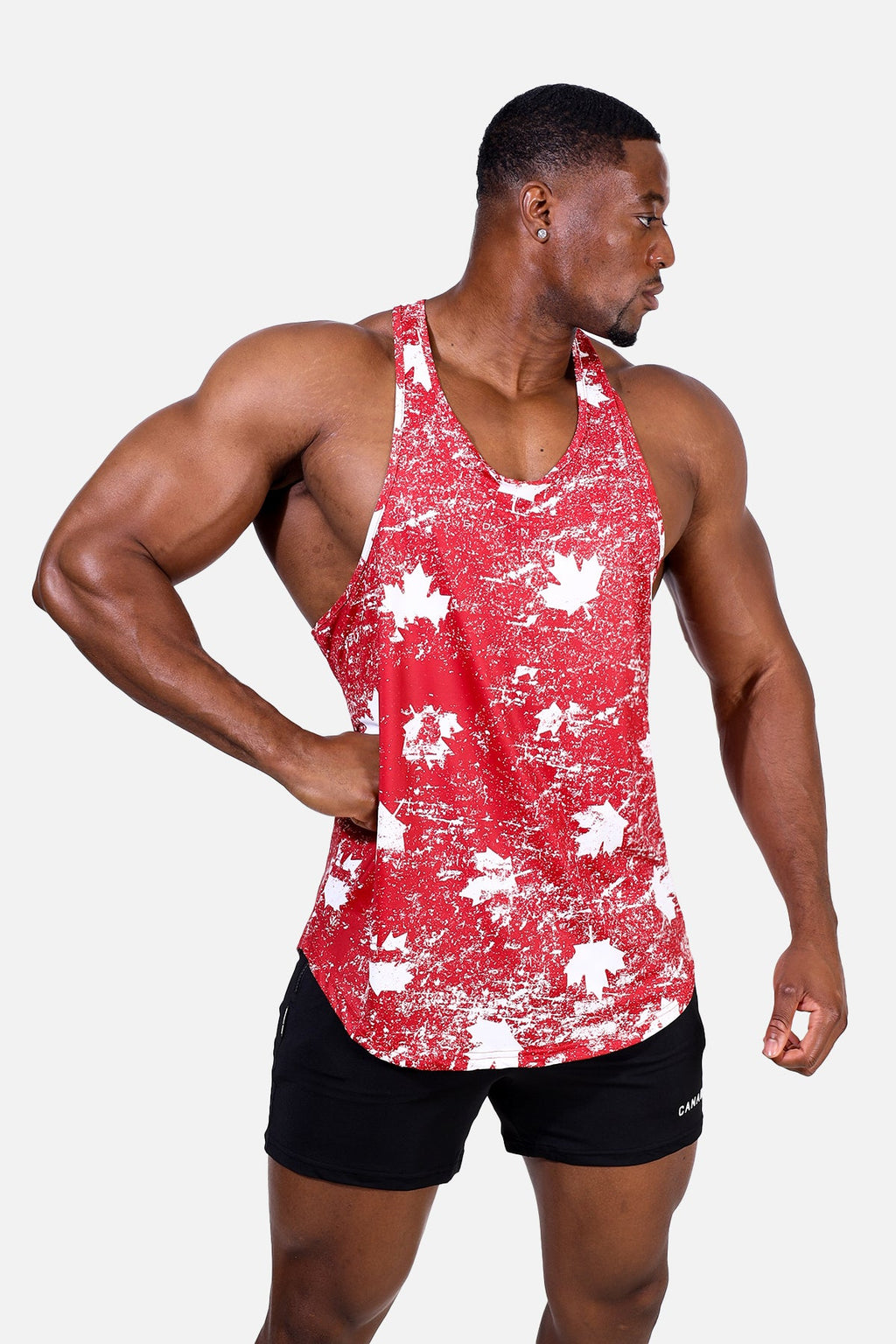 Camiseta sin mangas con estampado de Jed North - Hoja de arce roja