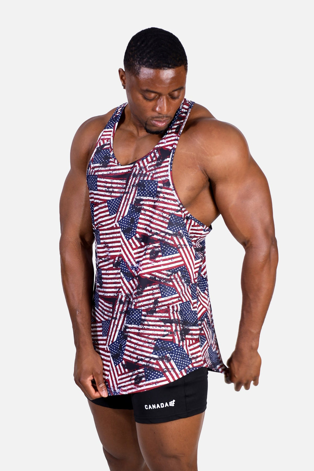 Jed North Men's Graphic Muscle Stringer - USA Flag