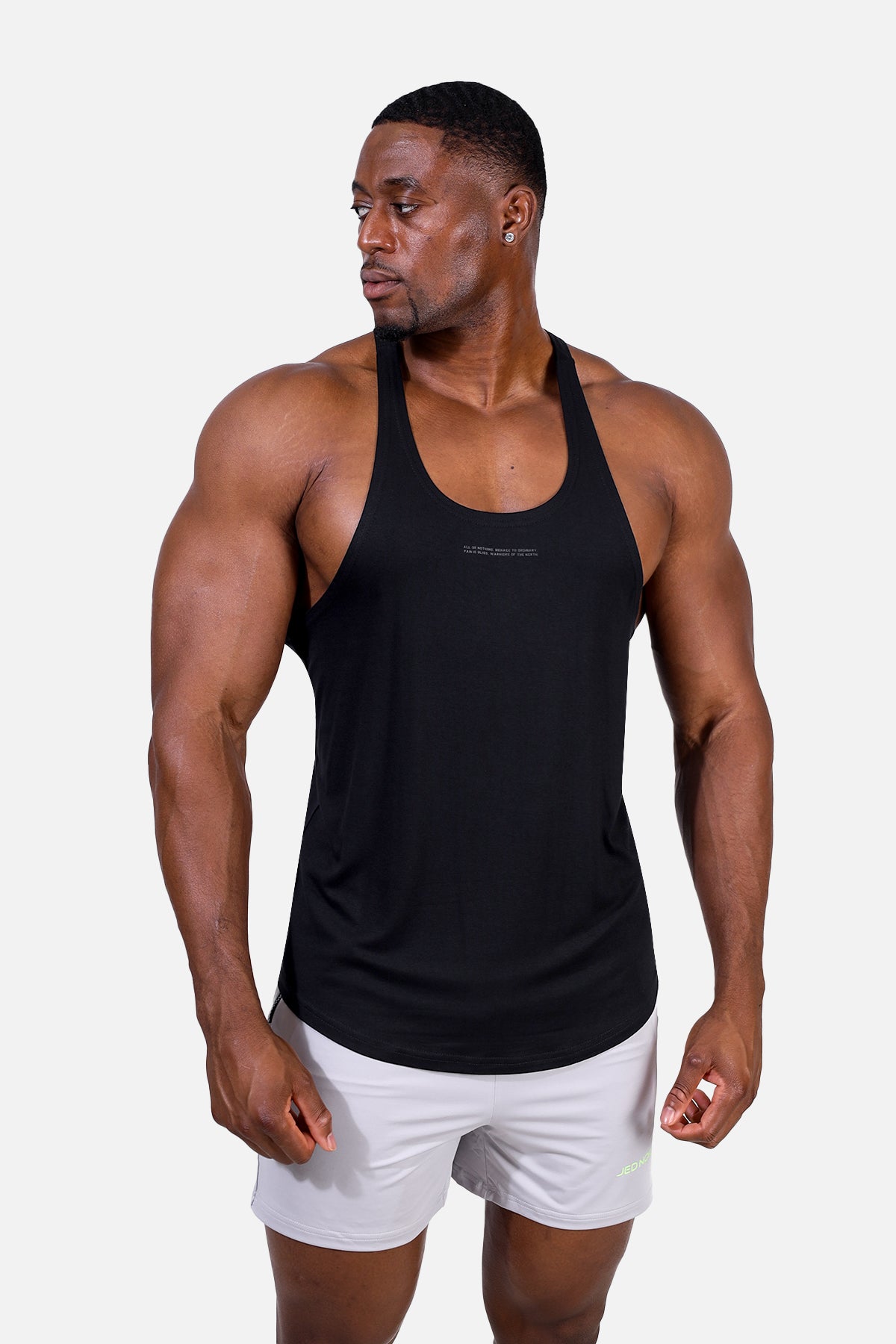 Jed North Klassischer Bodybuilding Racerback Stringer – Zitat Schwarz