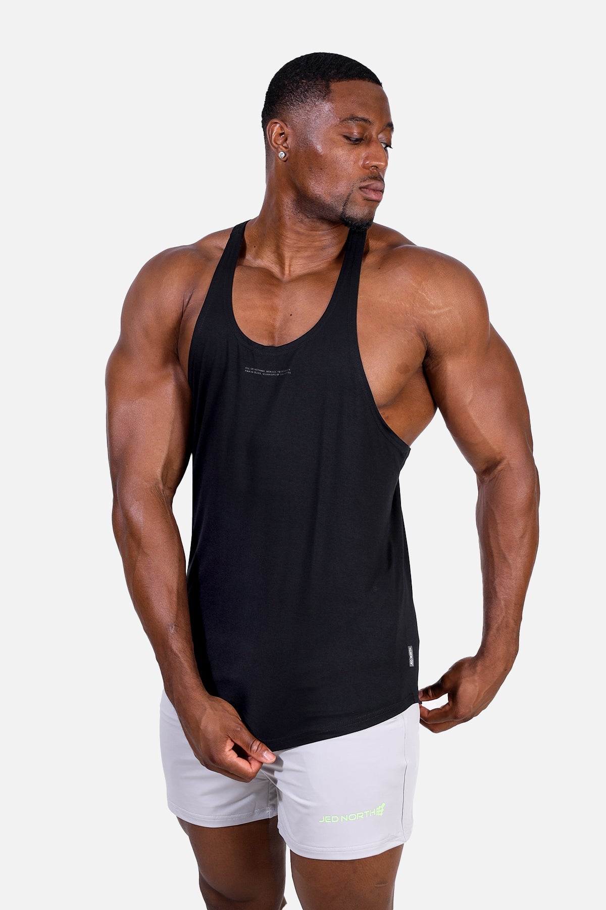 Jed North Klassischer Bodybuilding Racerback Stringer – Zitat Schwarz