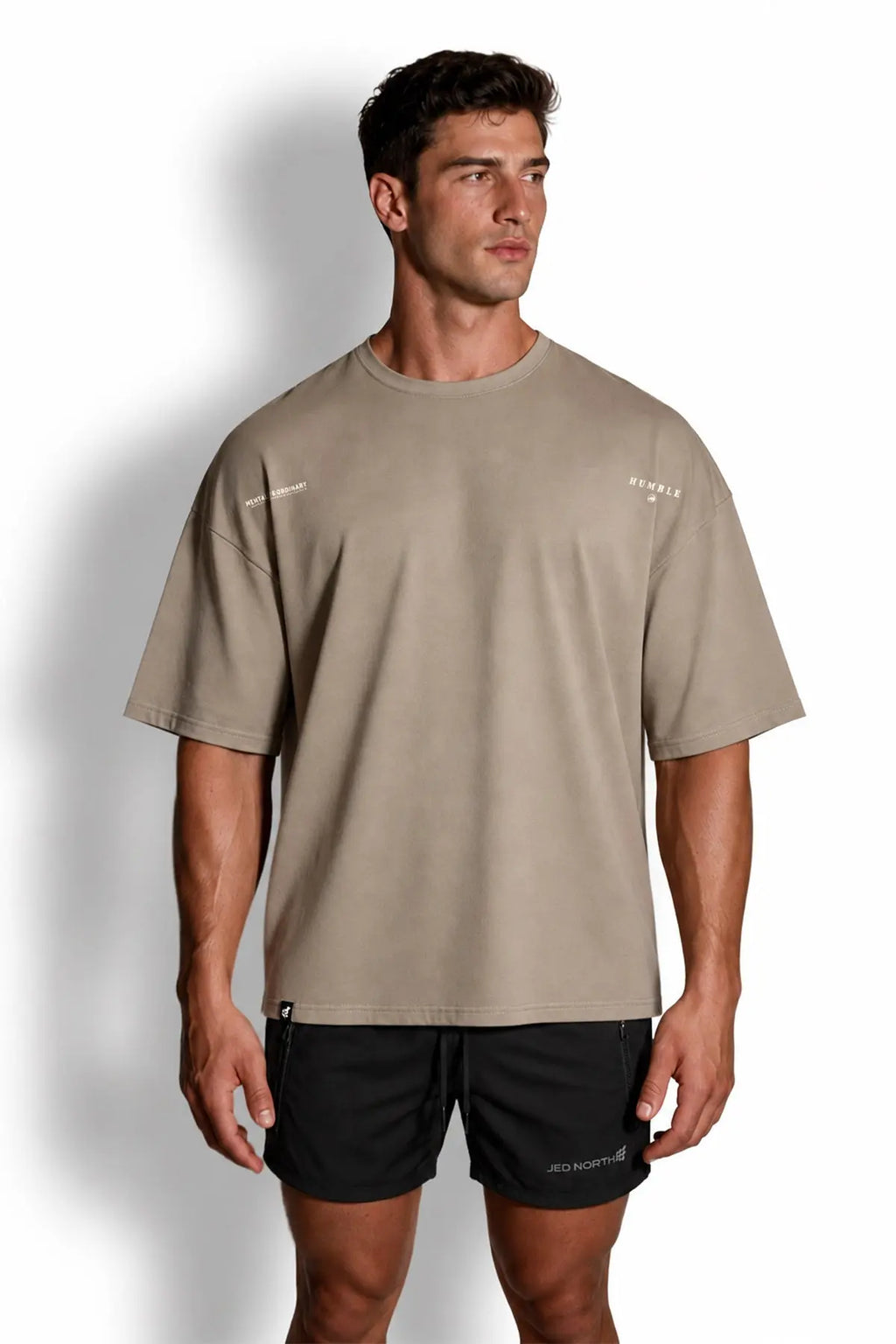 Jed North Men's Energy Oversized T-Shirt - Humble Logo Stone Gray