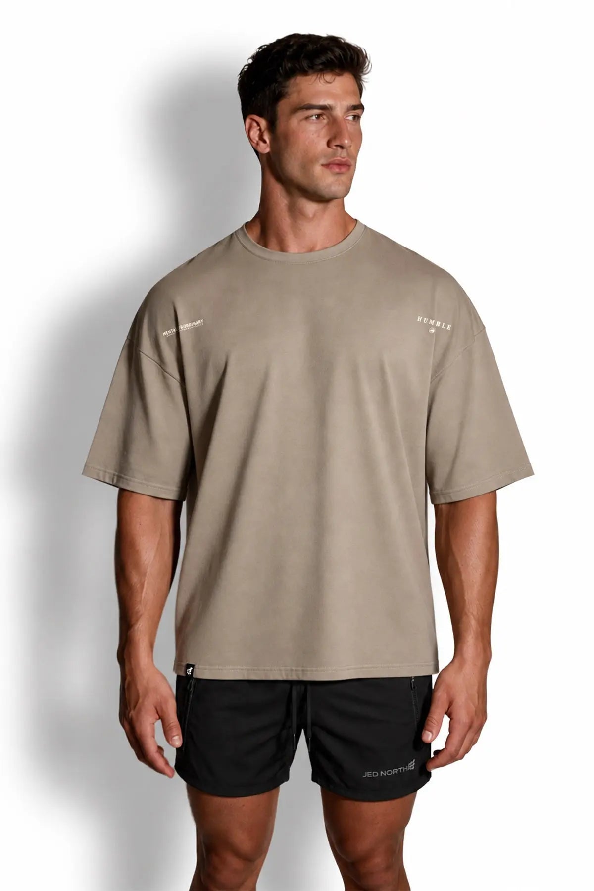 Jed North Men's Energy Oversized T-Shirt - Humble Logo Stone Gray