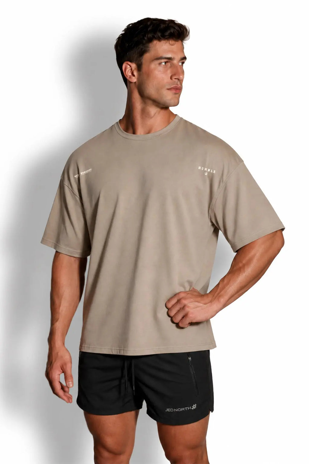 Jed North Men's Energy Oversized T-Shirt - Humble Logo Stone Gray