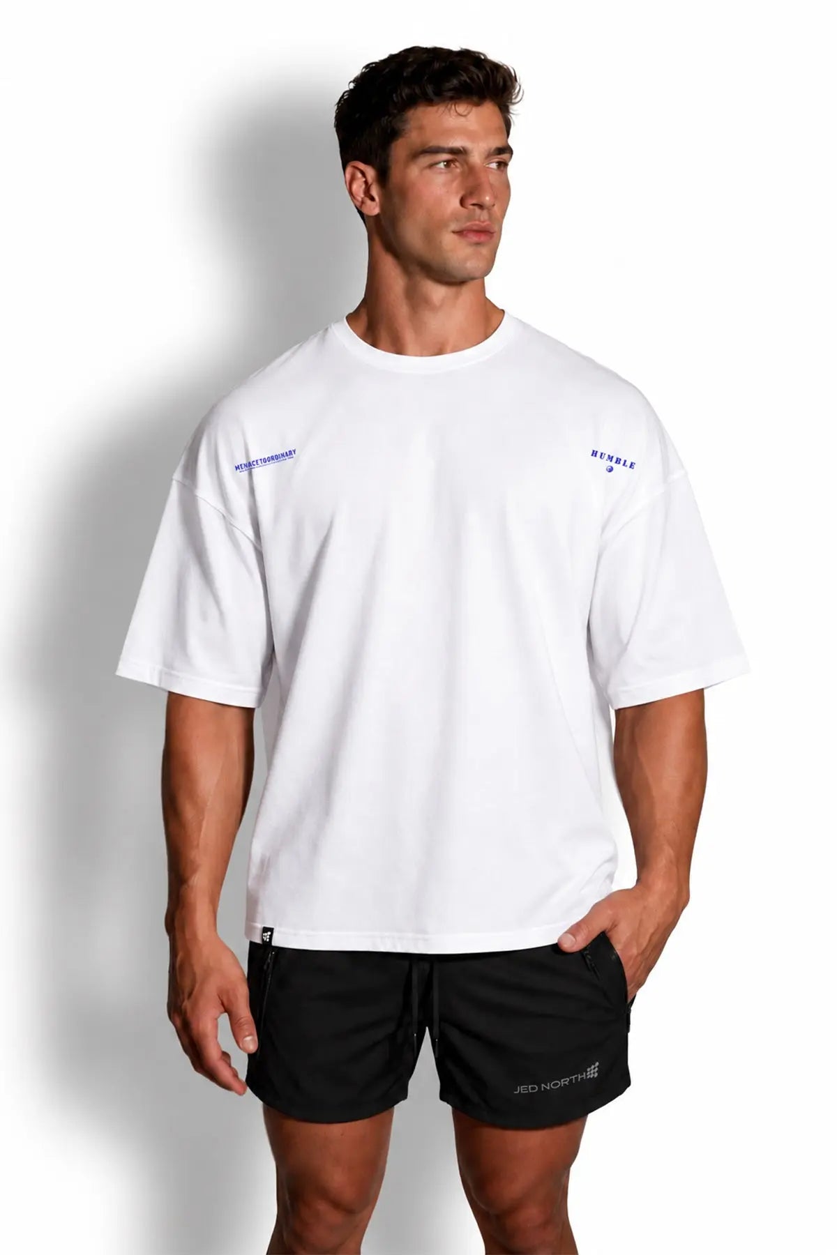 Jed North Men's Energy Oversized T-Shirt - Humble Logo White