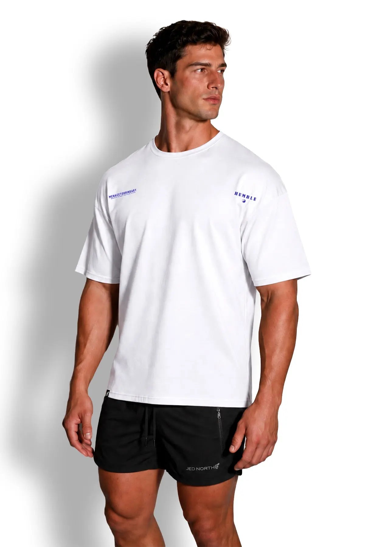 Jed North Men's Energy Oversized T-Shirt - Humble Logo White