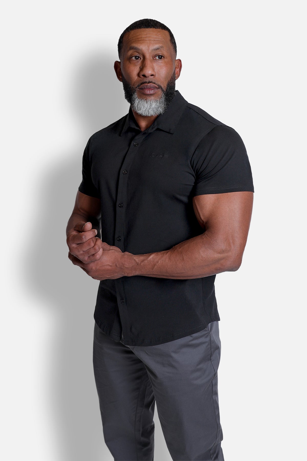 Jed North Men's Muscle-Fit Stretch Short Sleeve Shirt - Onyx Black