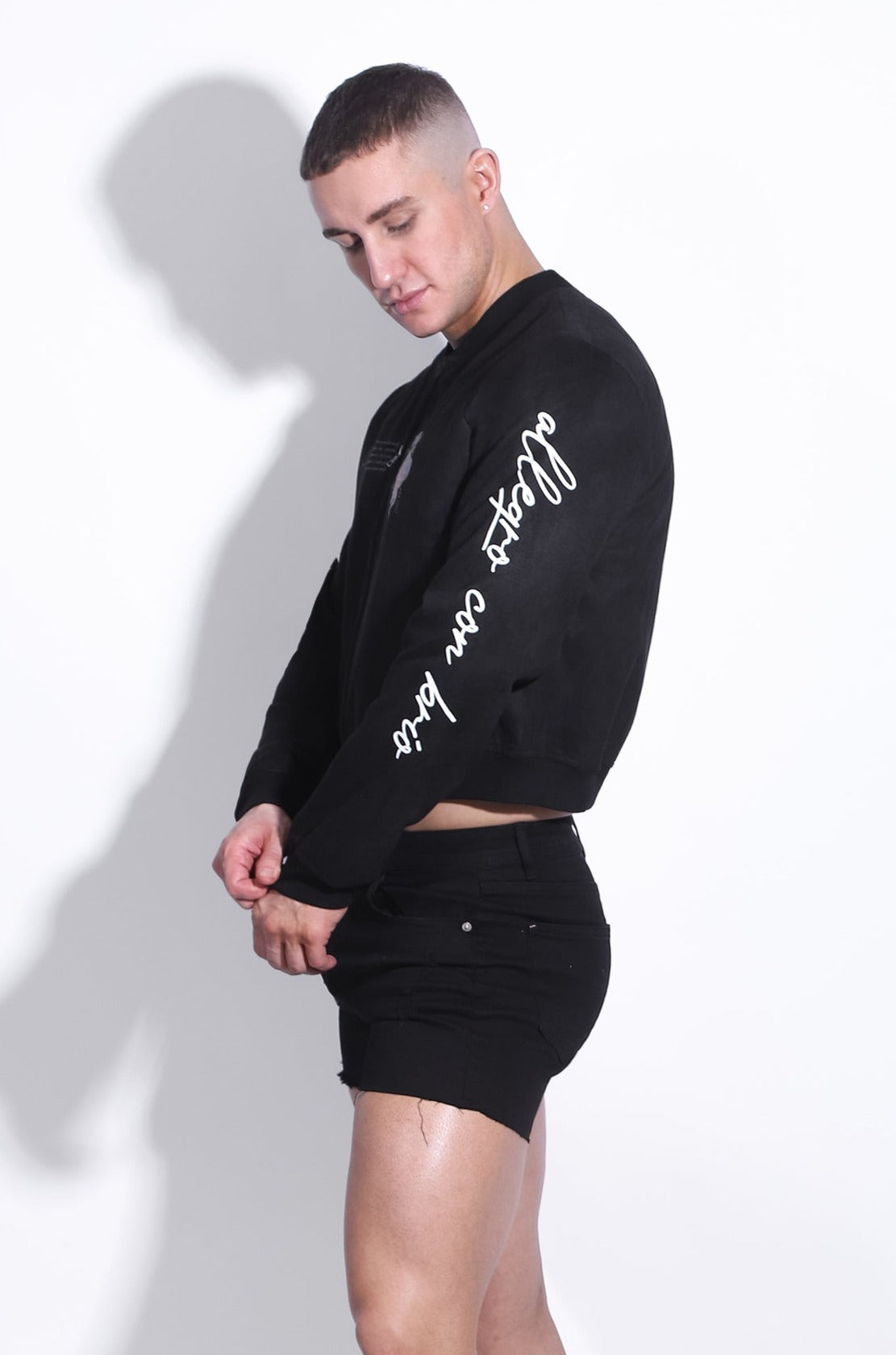 JJ Malibu Kurze Wildleder-Bomberjacke - Schwarz