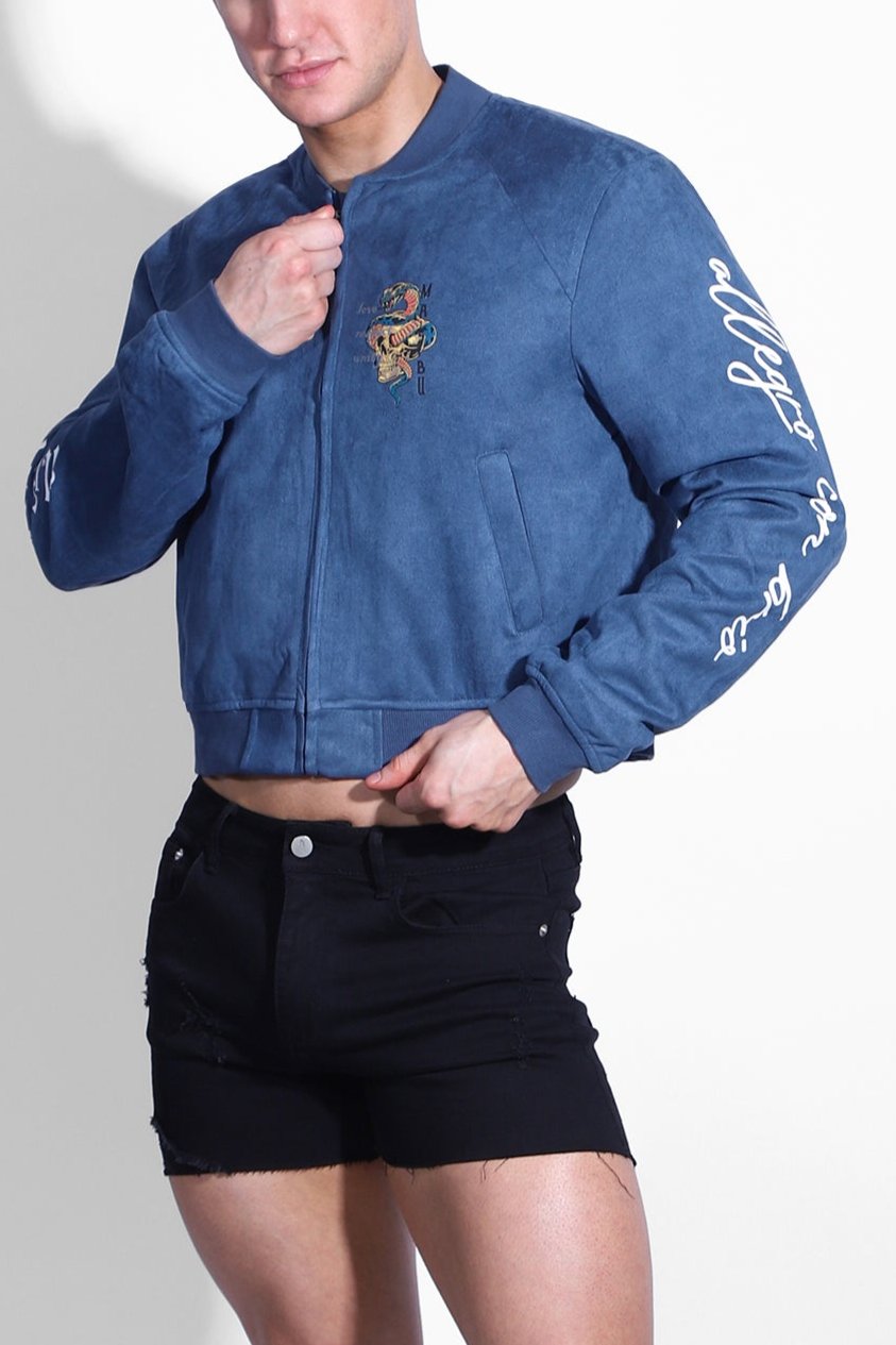 JJ Malibu Kurze Bomberjacke aus Wildleder - Marineblau