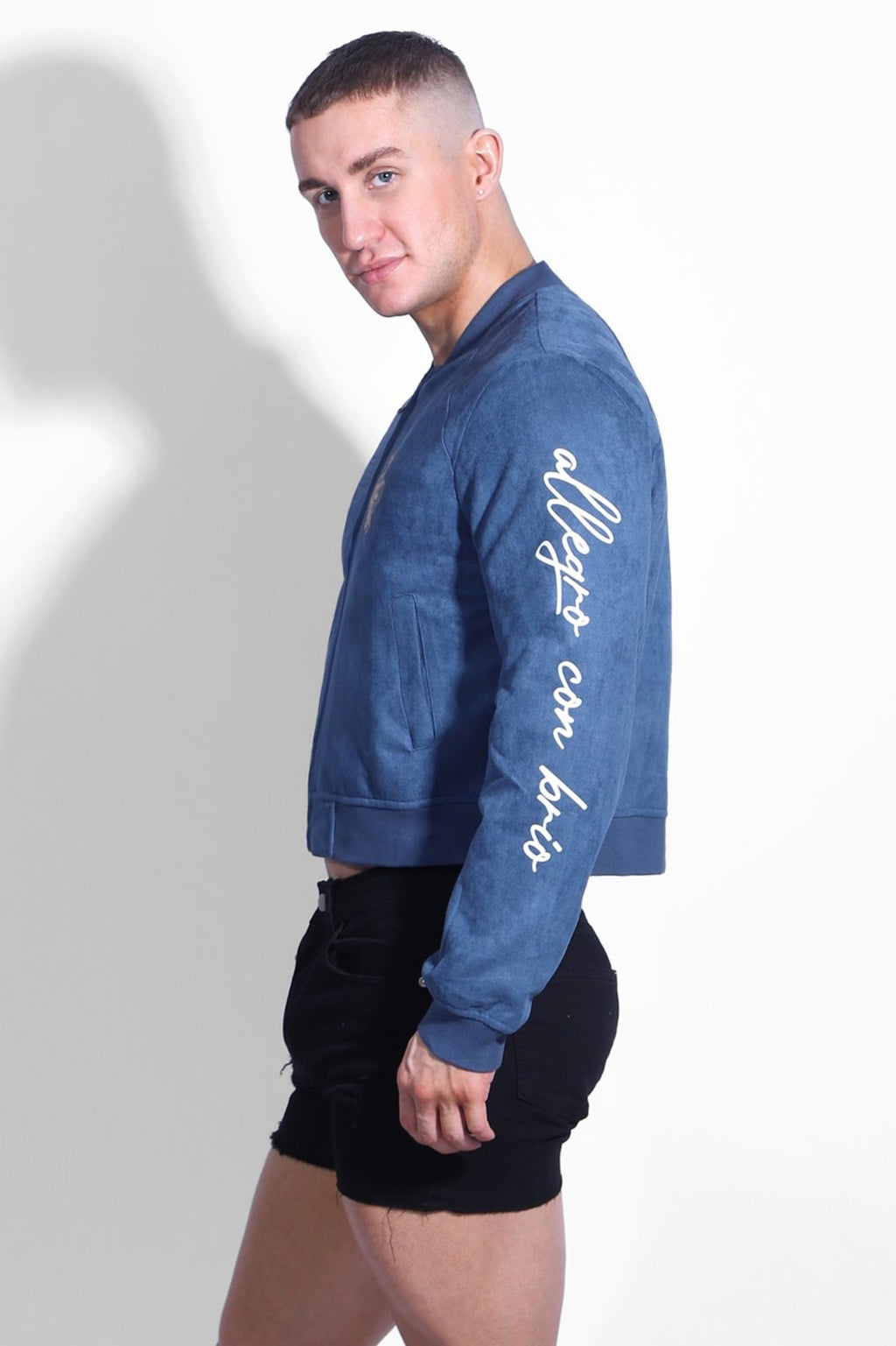 JJ Malibu Kurze Bomberjacke aus Wildleder - Marineblau