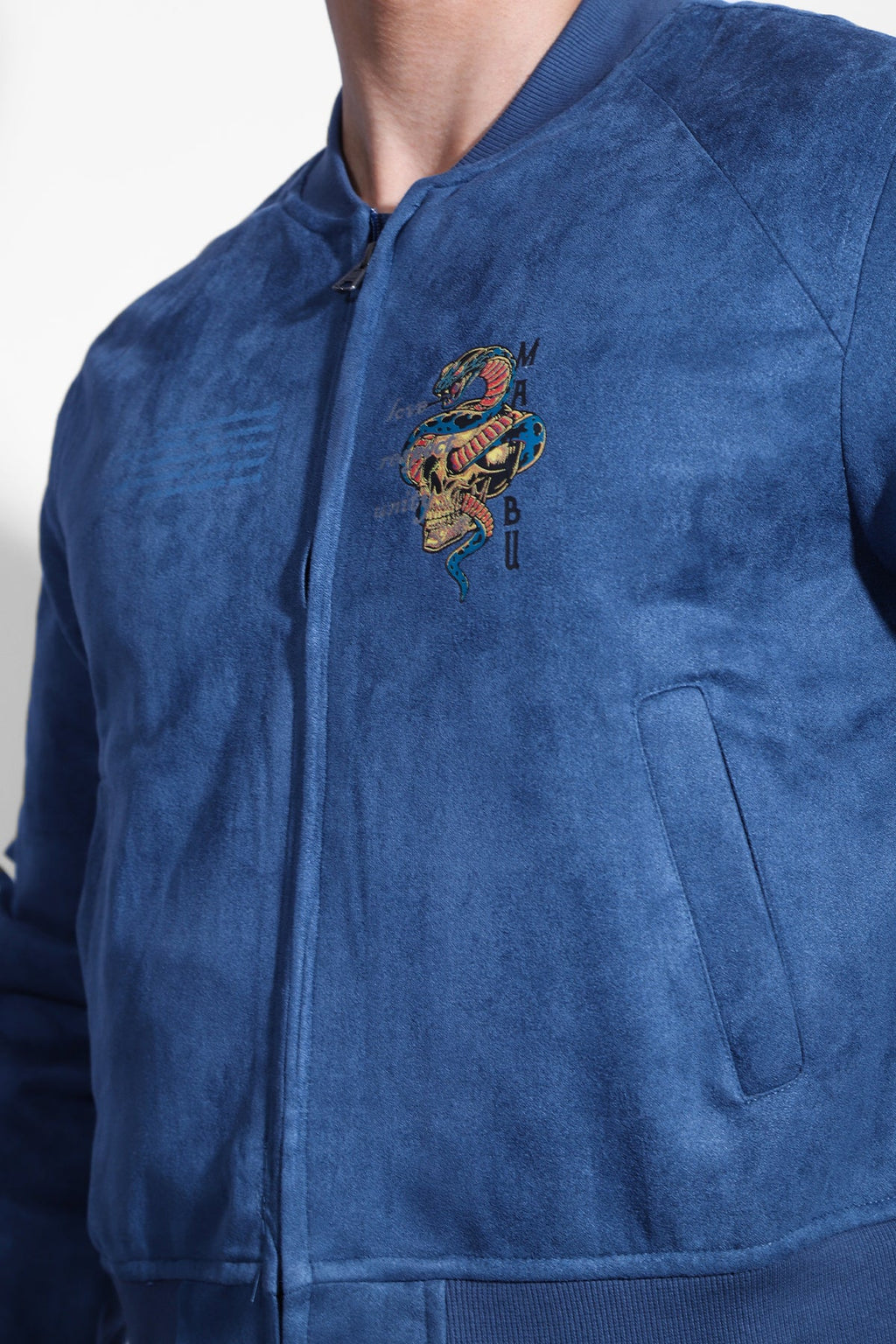 JJ Malibu Kurze Bomberjacke aus Wildleder - Marineblau