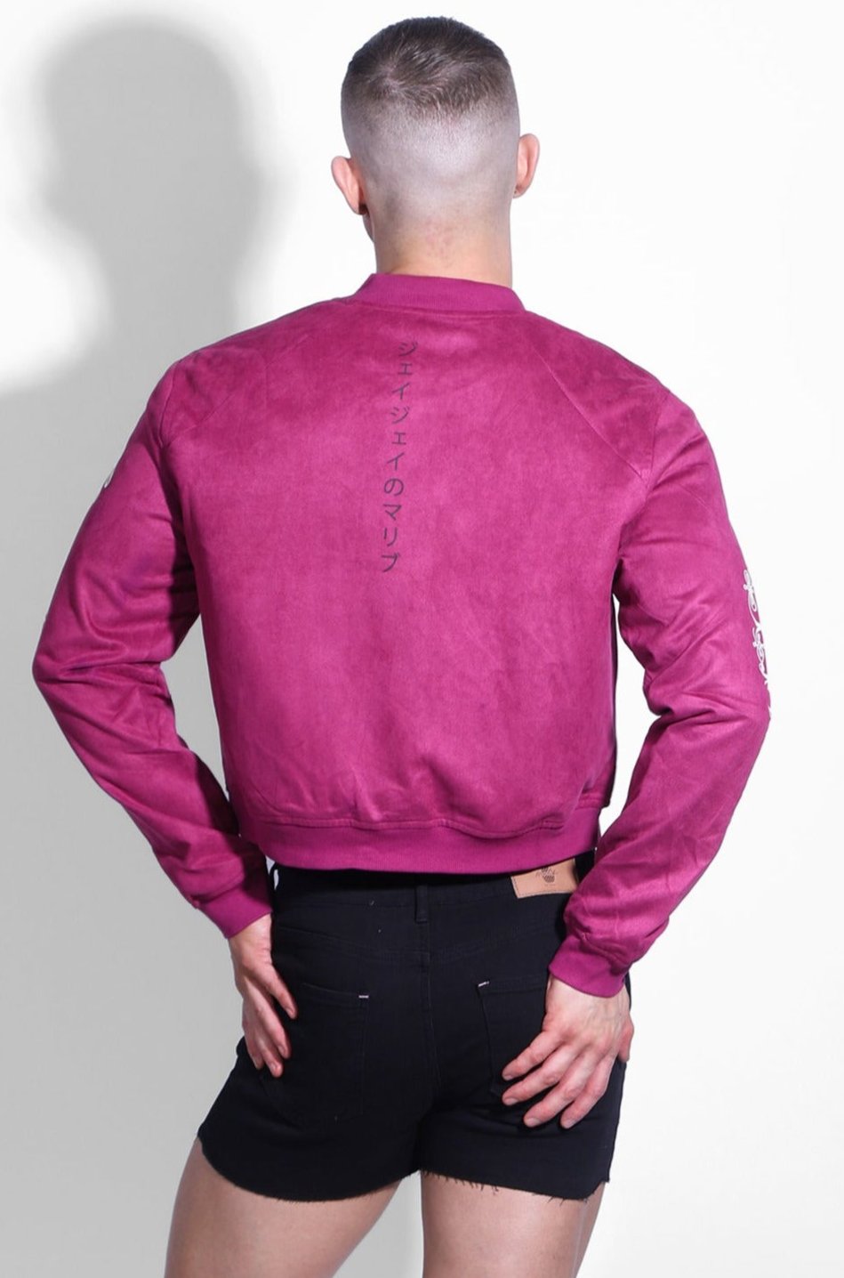 JJ Malibu Kurze Bomberjacke aus Wildleder - Magenta