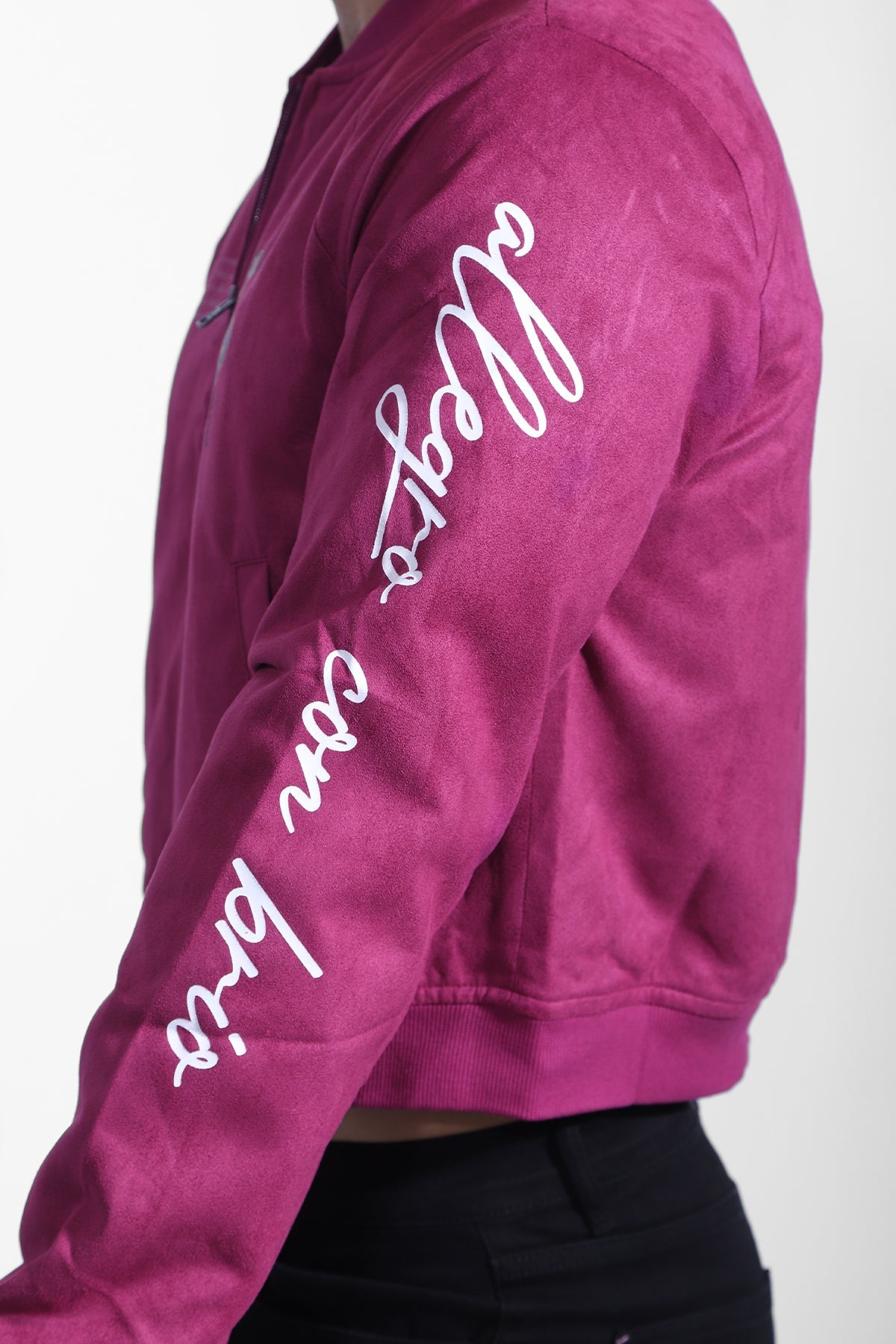 JJ Malibu Kurze Bomberjacke aus Wildleder - Magenta