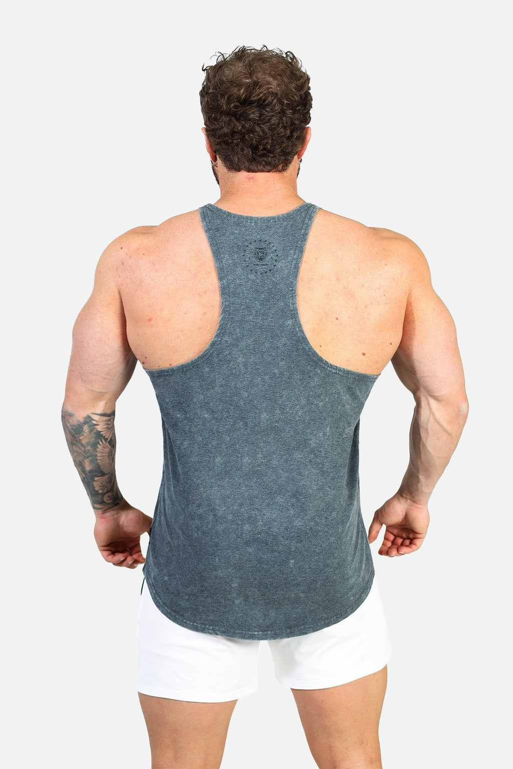 Jed North Men's Retro Washed Bodybuilding Stringer - Heather Gray