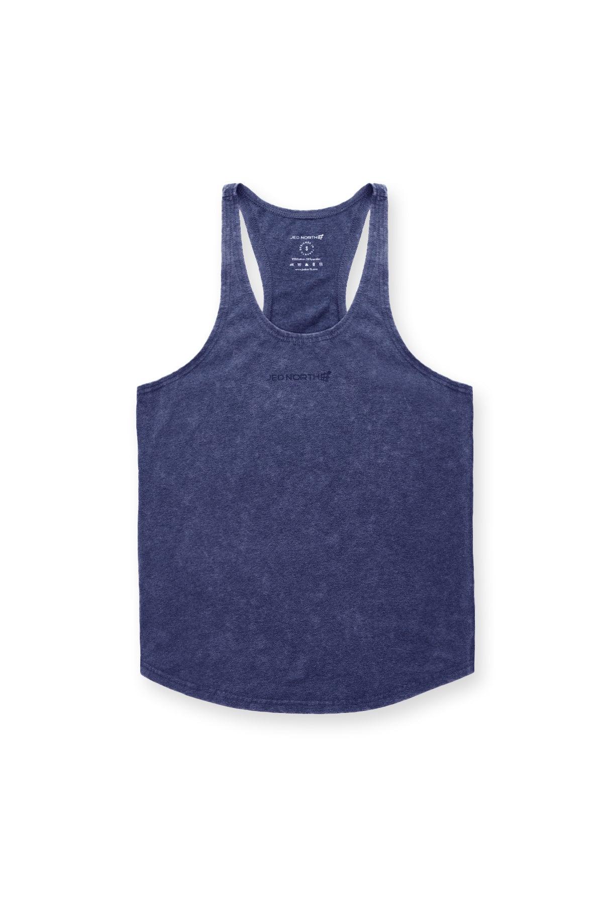 Jed North Men's Retro Washed Bodybuilding Stringer - Navy