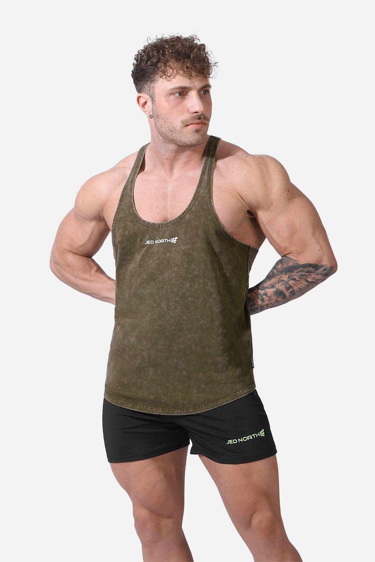 Klassischer Vintage Washed Racerback Stringer - Oliv