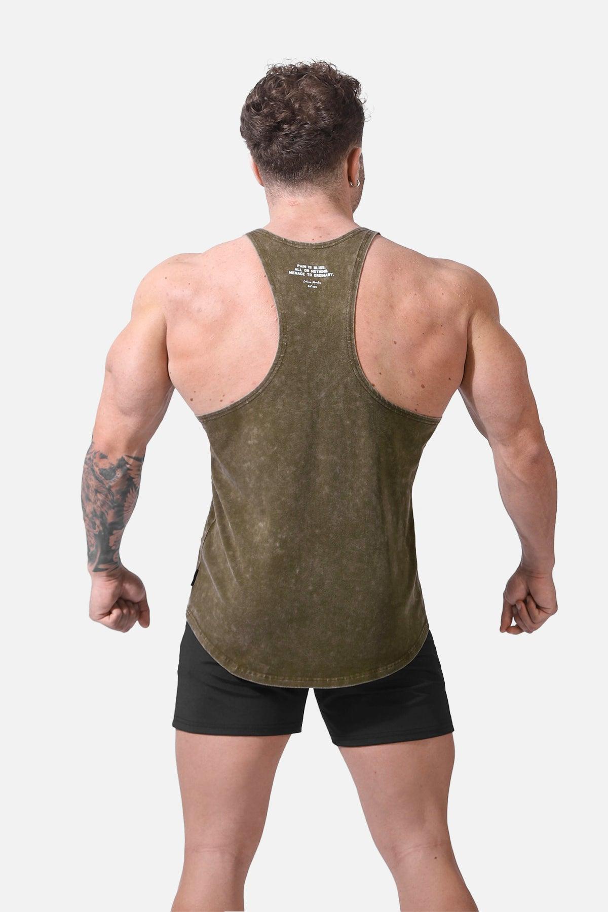 Klassischer Vintage Washed Racerback Stringer - Oliv