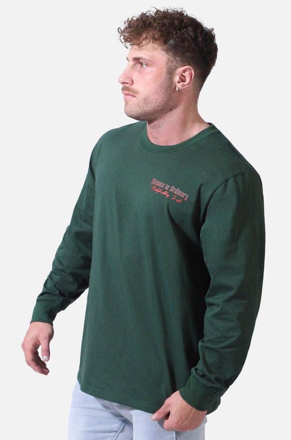Jed North Retro Gym Long Sleeve T-Shirt - Army Green