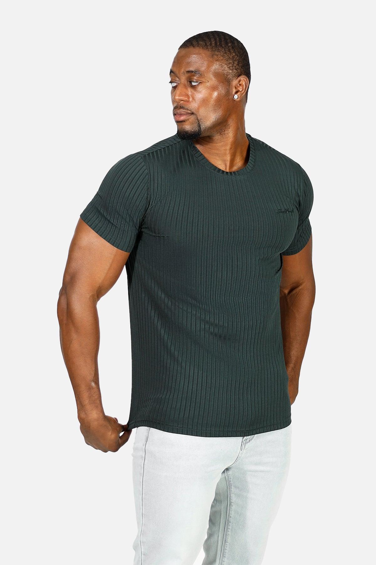 Jed North Ribbed Muscle-Fit T-Shirt - Forest Green