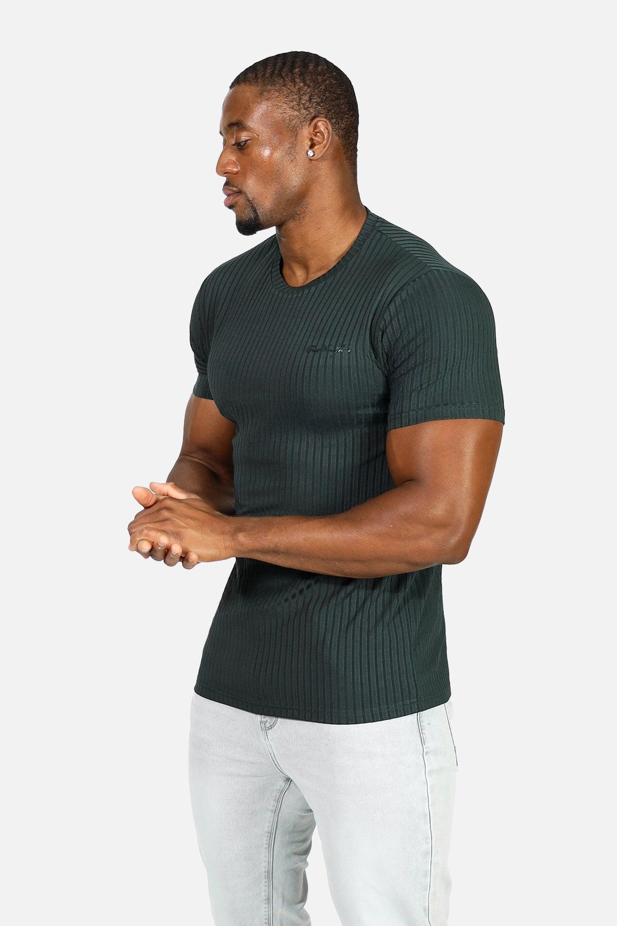 Jed North Ribbed Muscle-Fit T-Shirt - Forest Green