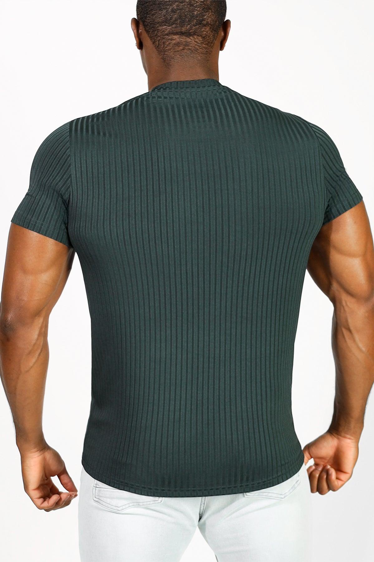 Jed North Ribbed Muscle-Fit T-Shirt - Forest Green