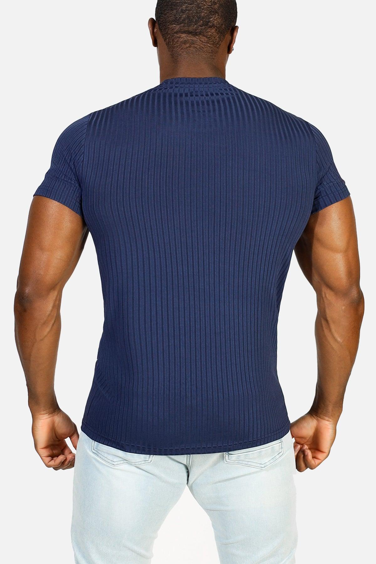Jed North Ribbed Muscle-Fit T-Shirt - Indigo